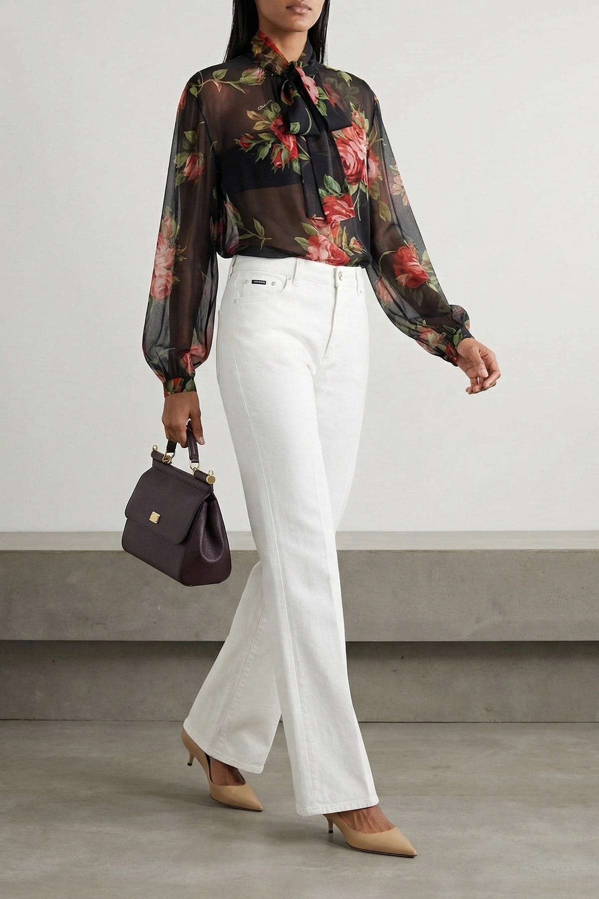 Dolce & Gabbana Weiße Jeans mit weitem Bein - alternate view