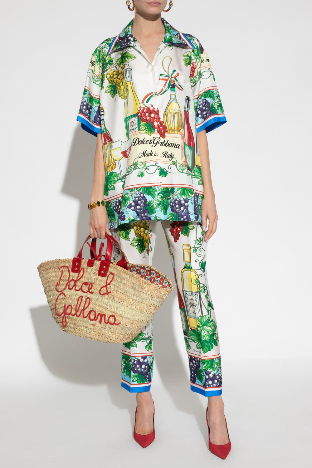 Dolce & Gabbana Wine-Print Silk Shirt