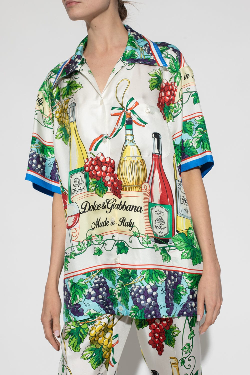 Dolce & Gabbana Wine-Print Silk Shirt