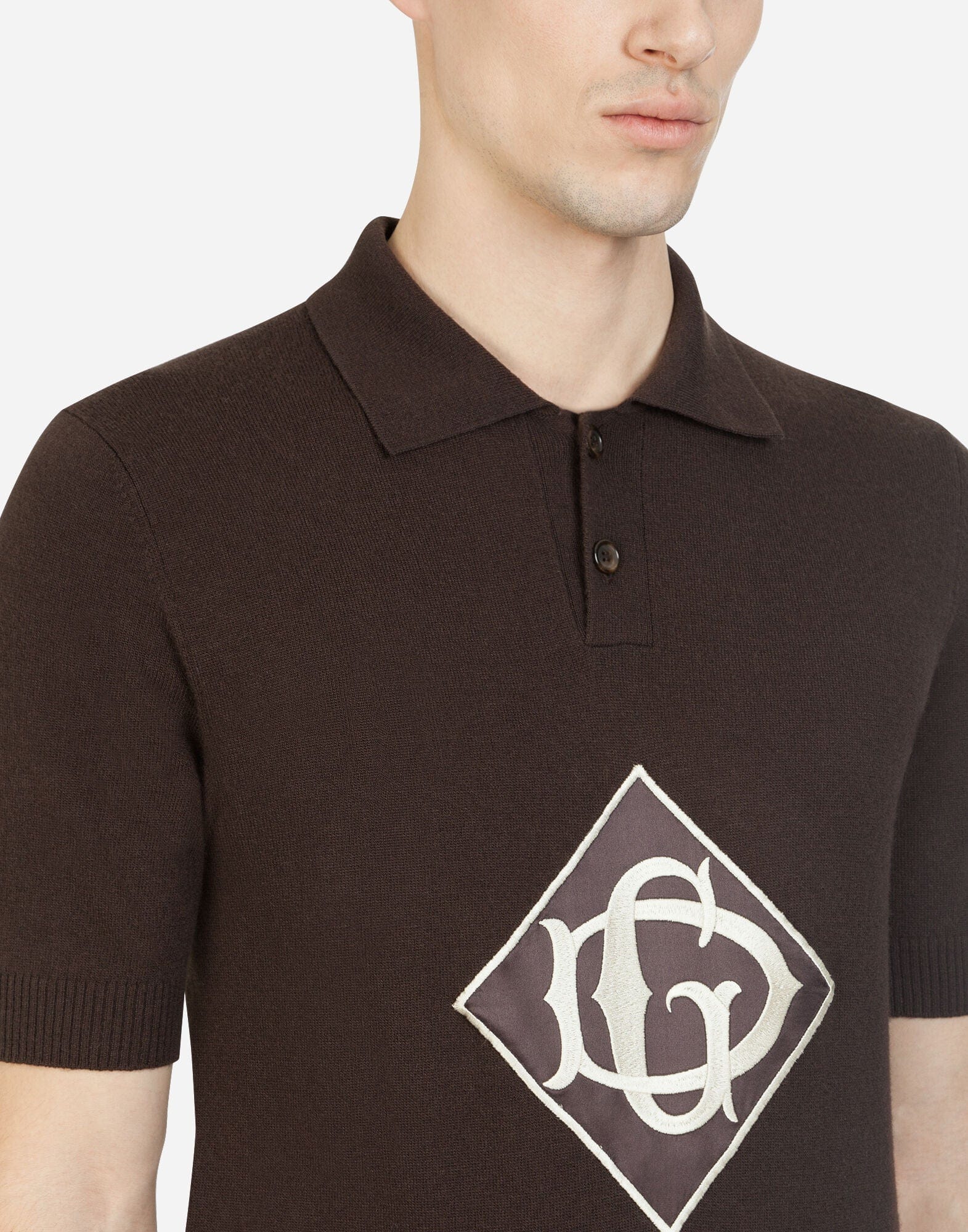 Dolce & Gabbana Wool DG Patch Polo Shirt
