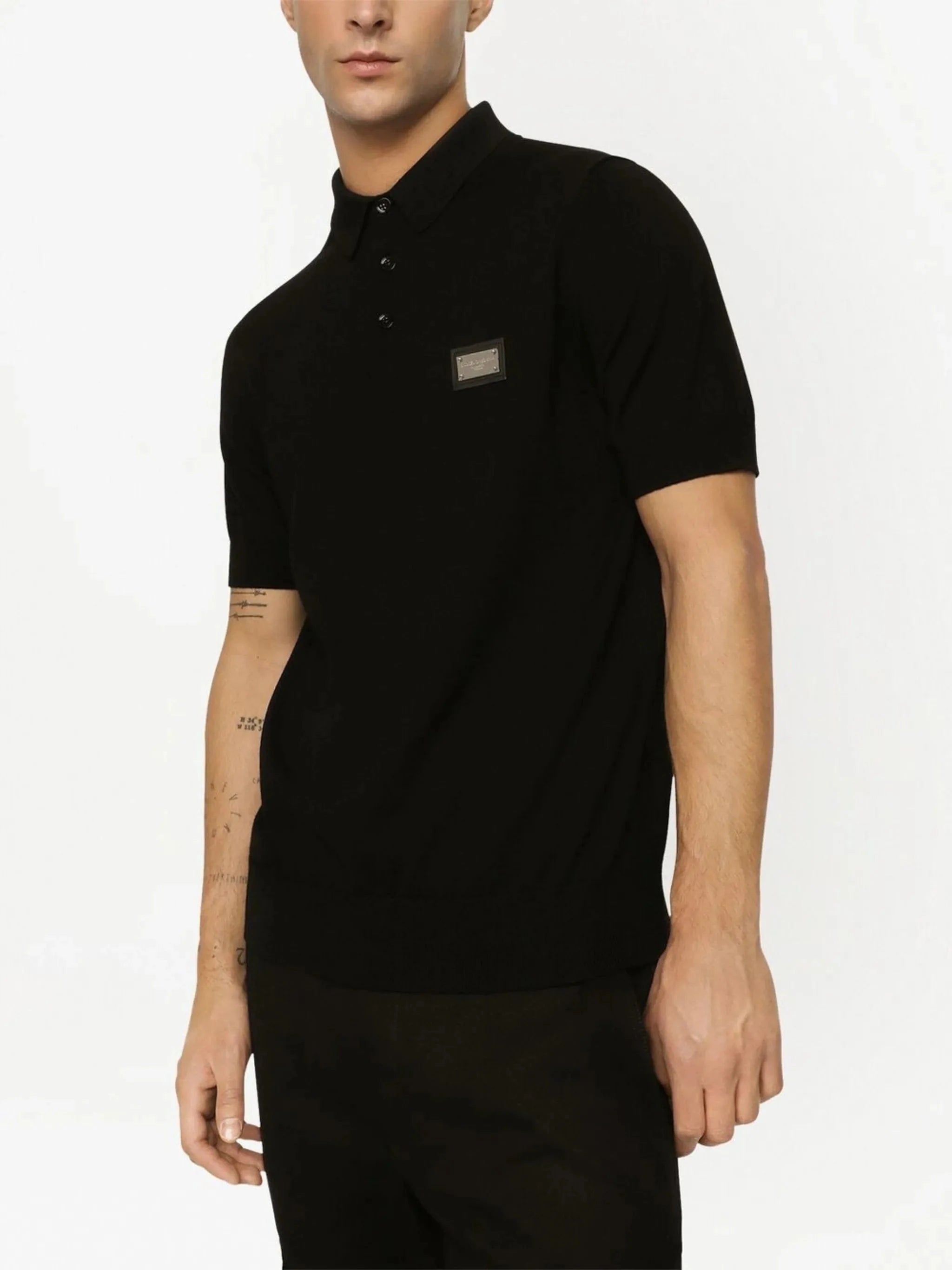 Dolce & Gabbana Wool Logo-Plaque Polo Shirt