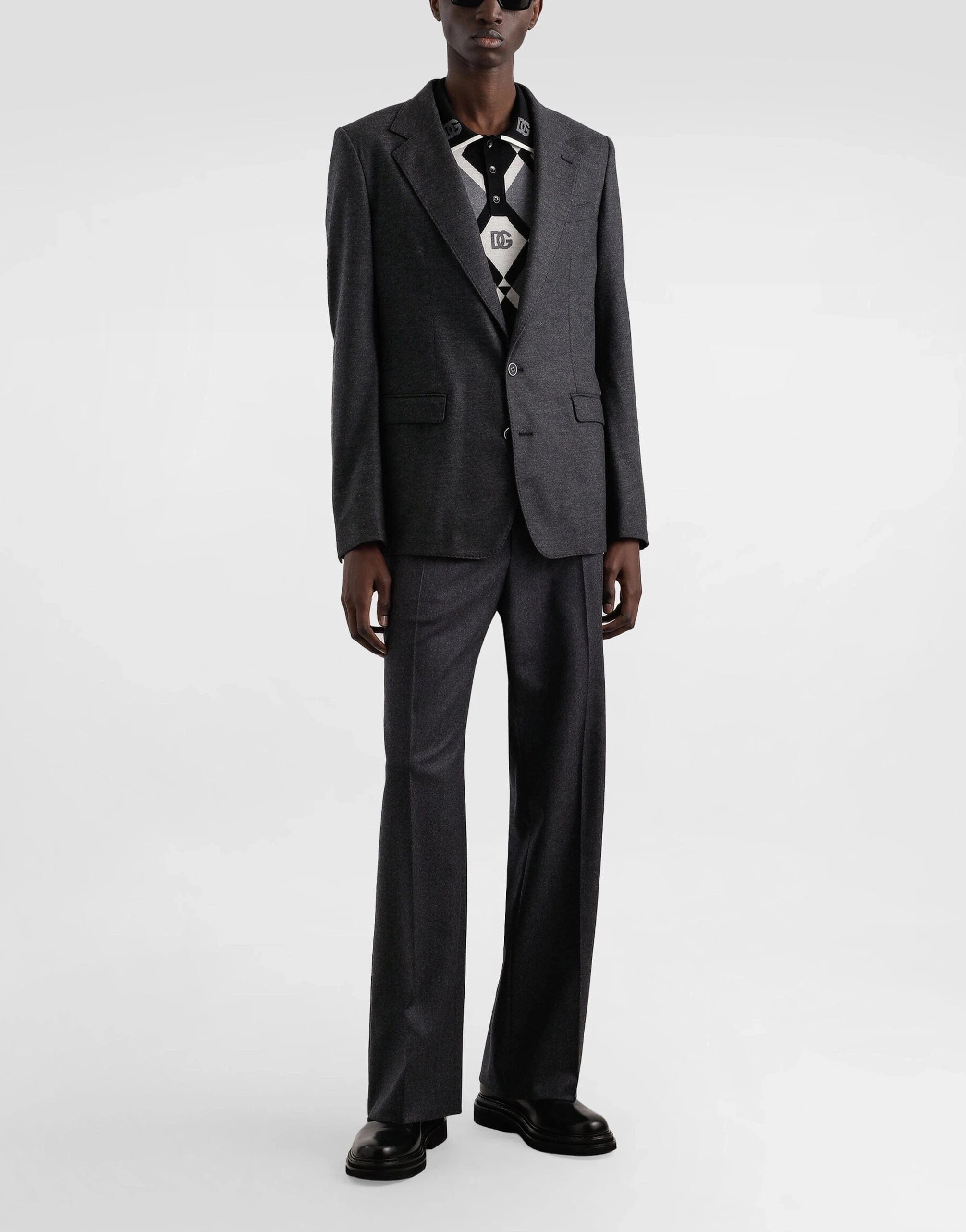 Dolce & Gabbana Wool Piqué Jacquard Polo Shirt