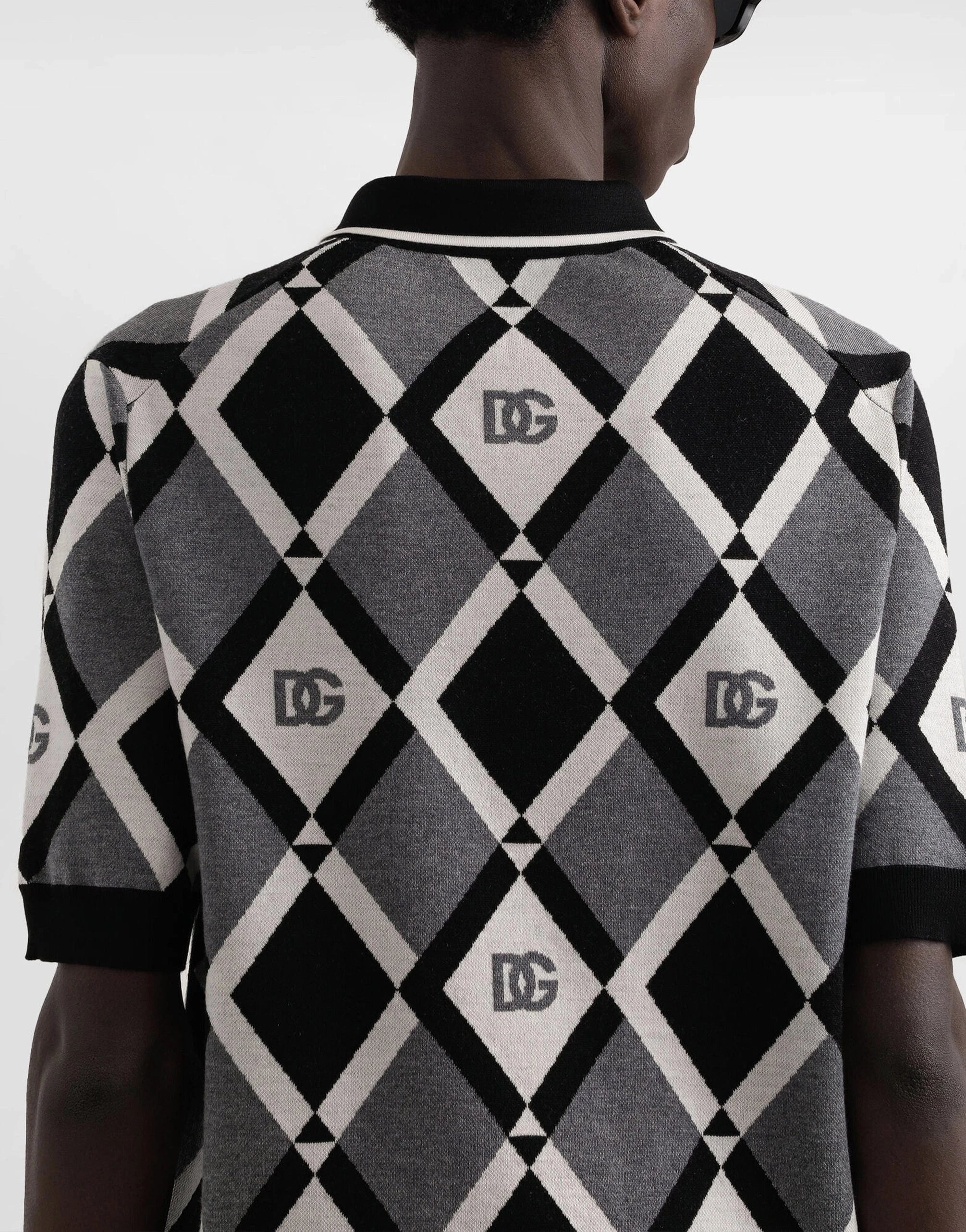 Dolce & Gabbana Wool Piqué Jacquard Polo Shirt