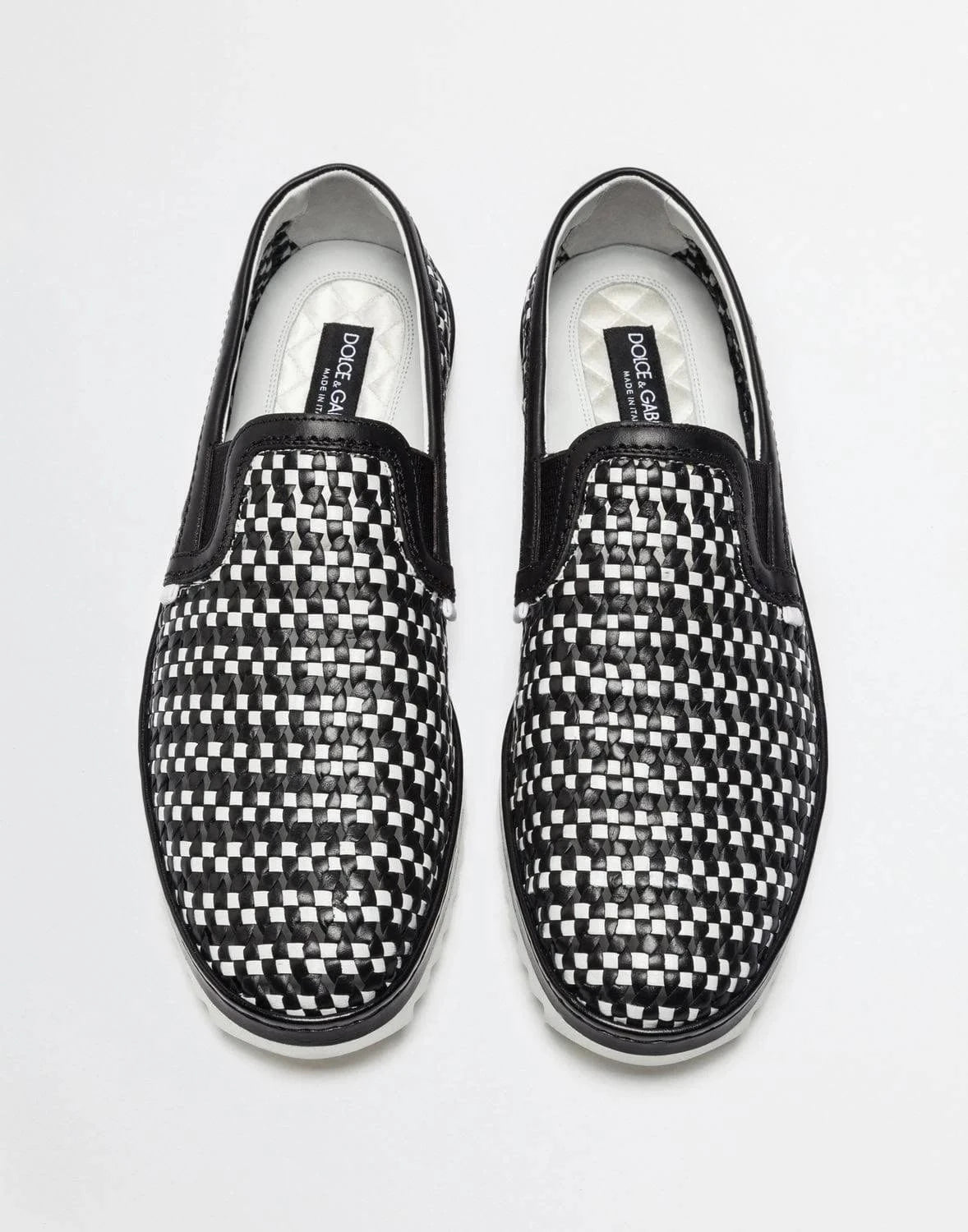 Dolce & Gabbana Woven Two-tone Leather Loafers