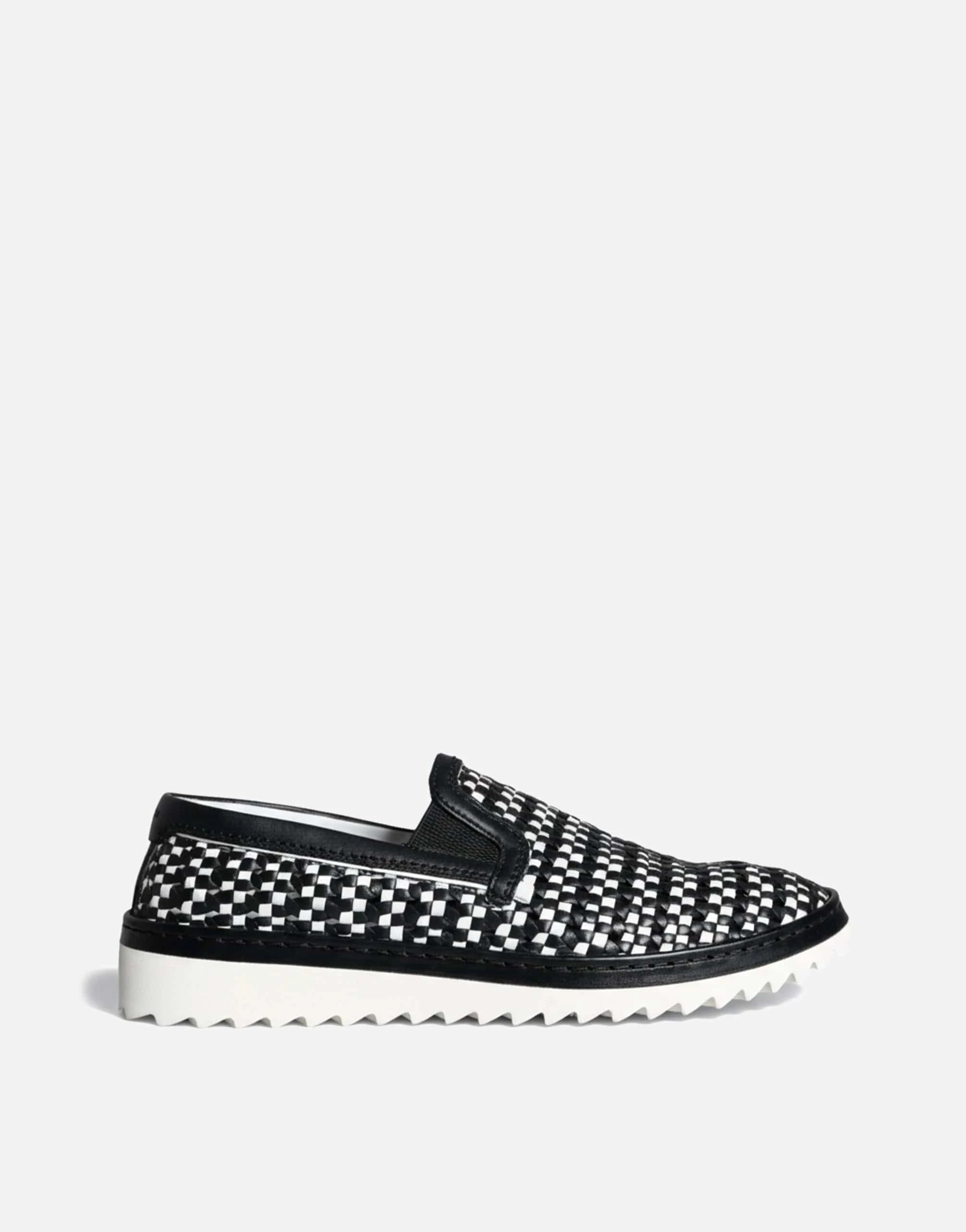 Dolce & Gabbana Woven Two-tone Leather Loafers