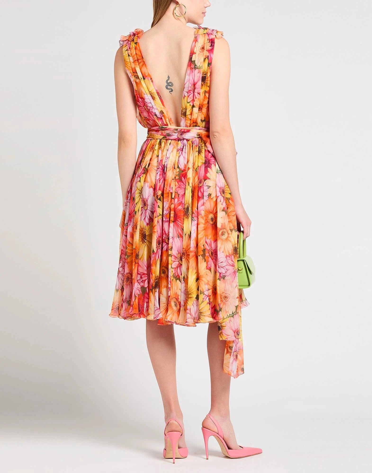 Dolce & Gabbana Wrap-Effect Floral-Print Silk Dress
