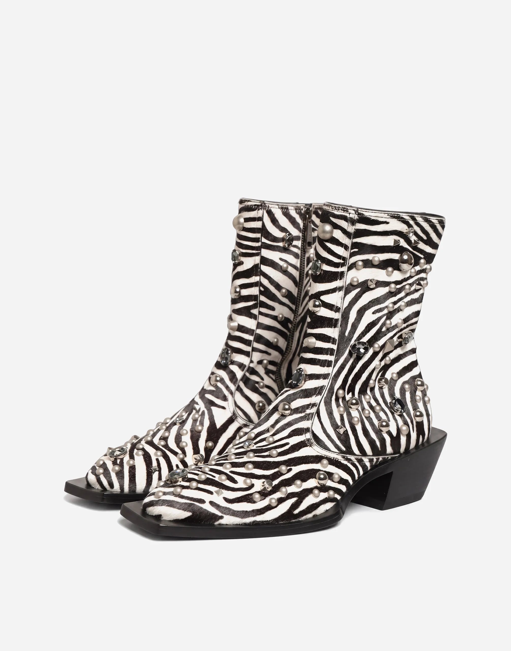 Dolce & Gabbana Dolce & Gabbana Zebra Crystal Embellished Leather Boots