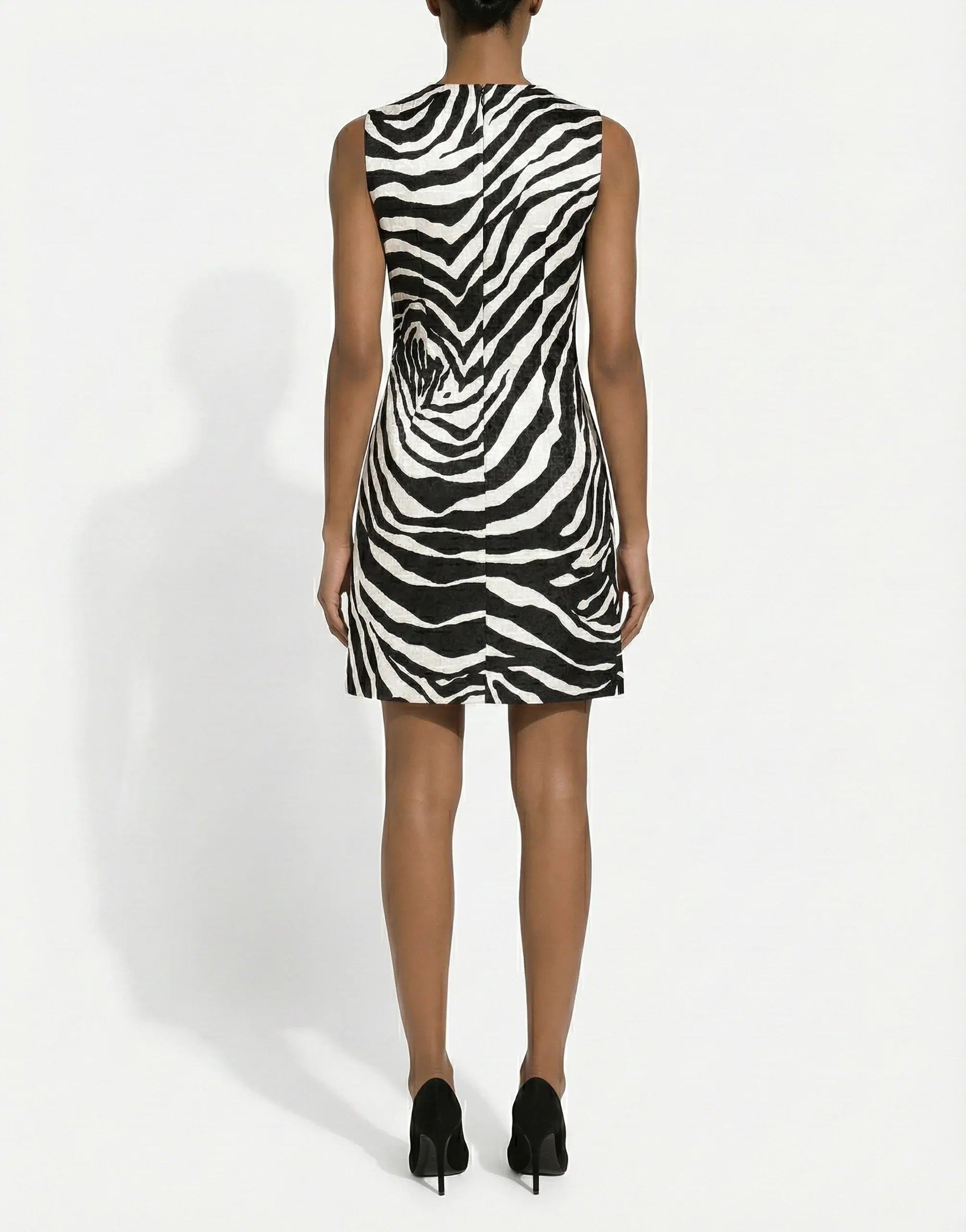 Dolce & Gabbana Zebra-Jacquard Sleeveless A-Line Mini Dress