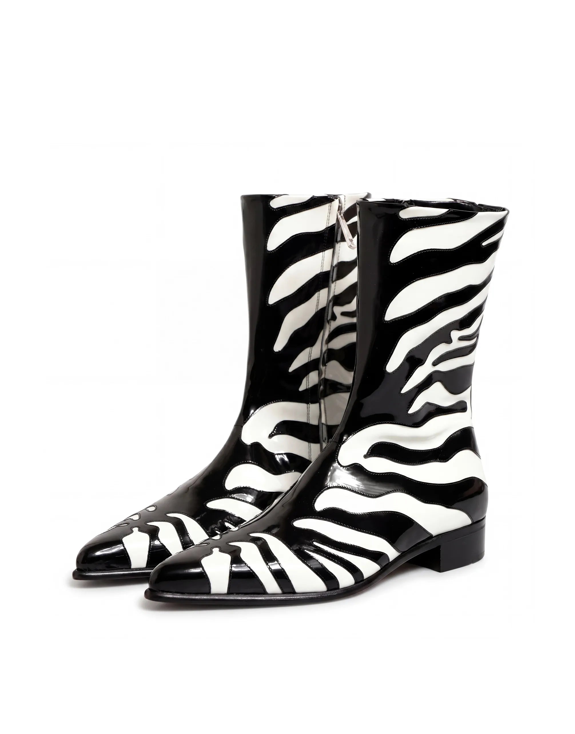 Zebra Leather Ankle Boots - alternate view
