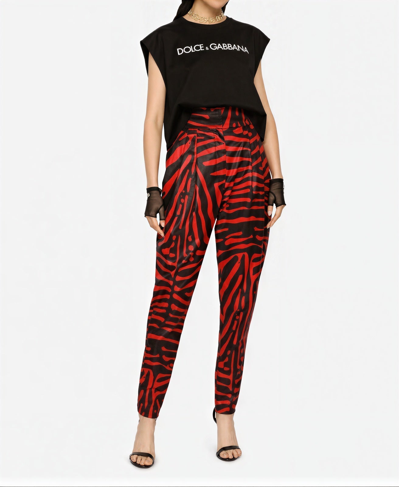 Dolce & Gabbana Zebra Print High Waist Trousers - alternate view
