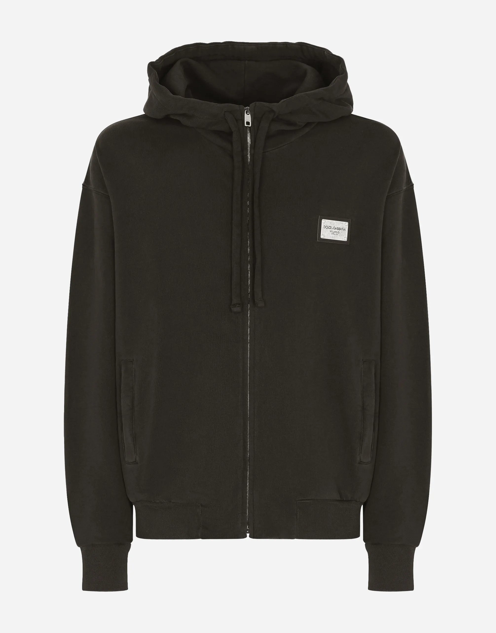 Dolce & Gabbana Dolce & Gabbana Zip Hoodie with Metal Logo Plaque