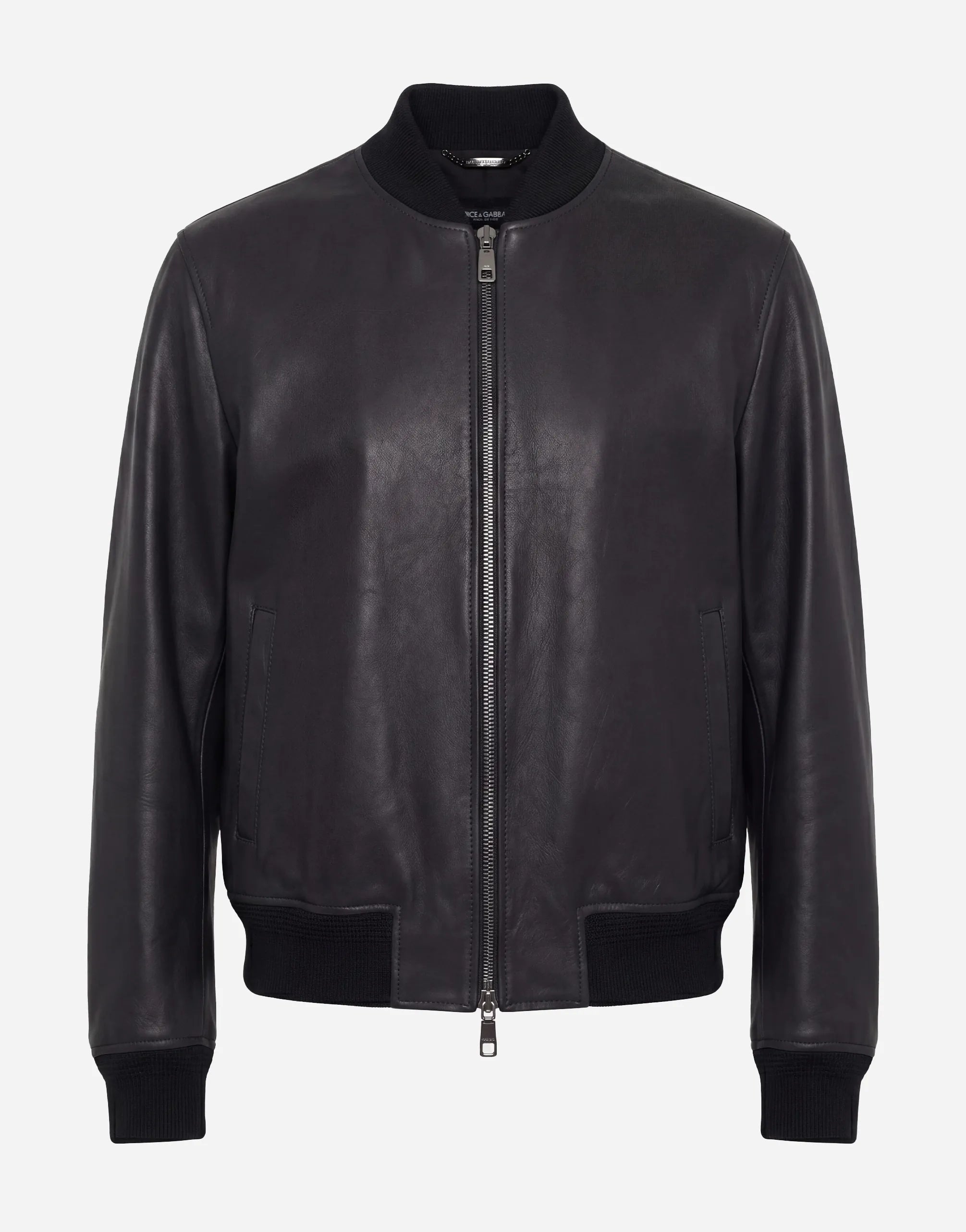 Dolce & Gabbana Dolce & Gabbana Zip-Up Logo Leather Jacket