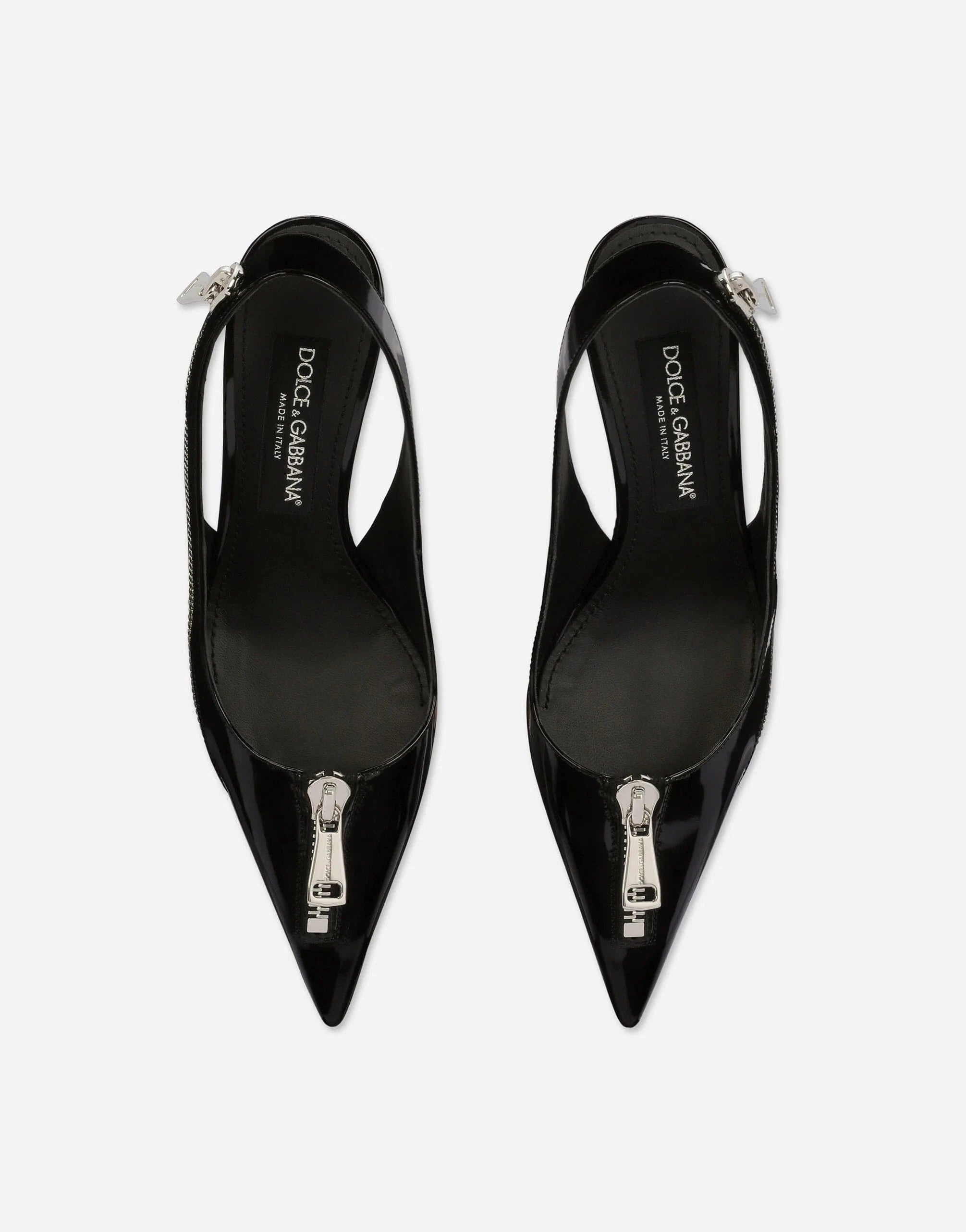 Dolce & Gabbana Zipper-Embellished Leather Slingbacks