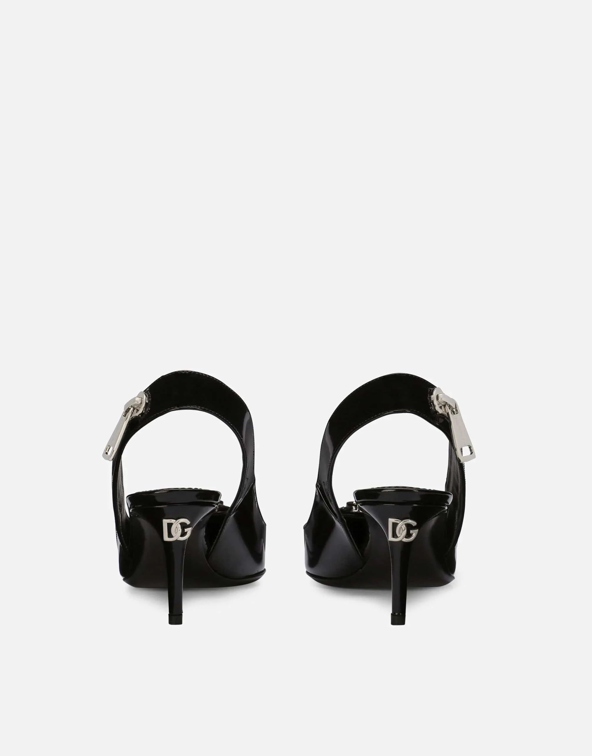 Dolce & Gabbana Zipper-Embellished Leather Slingbacks
