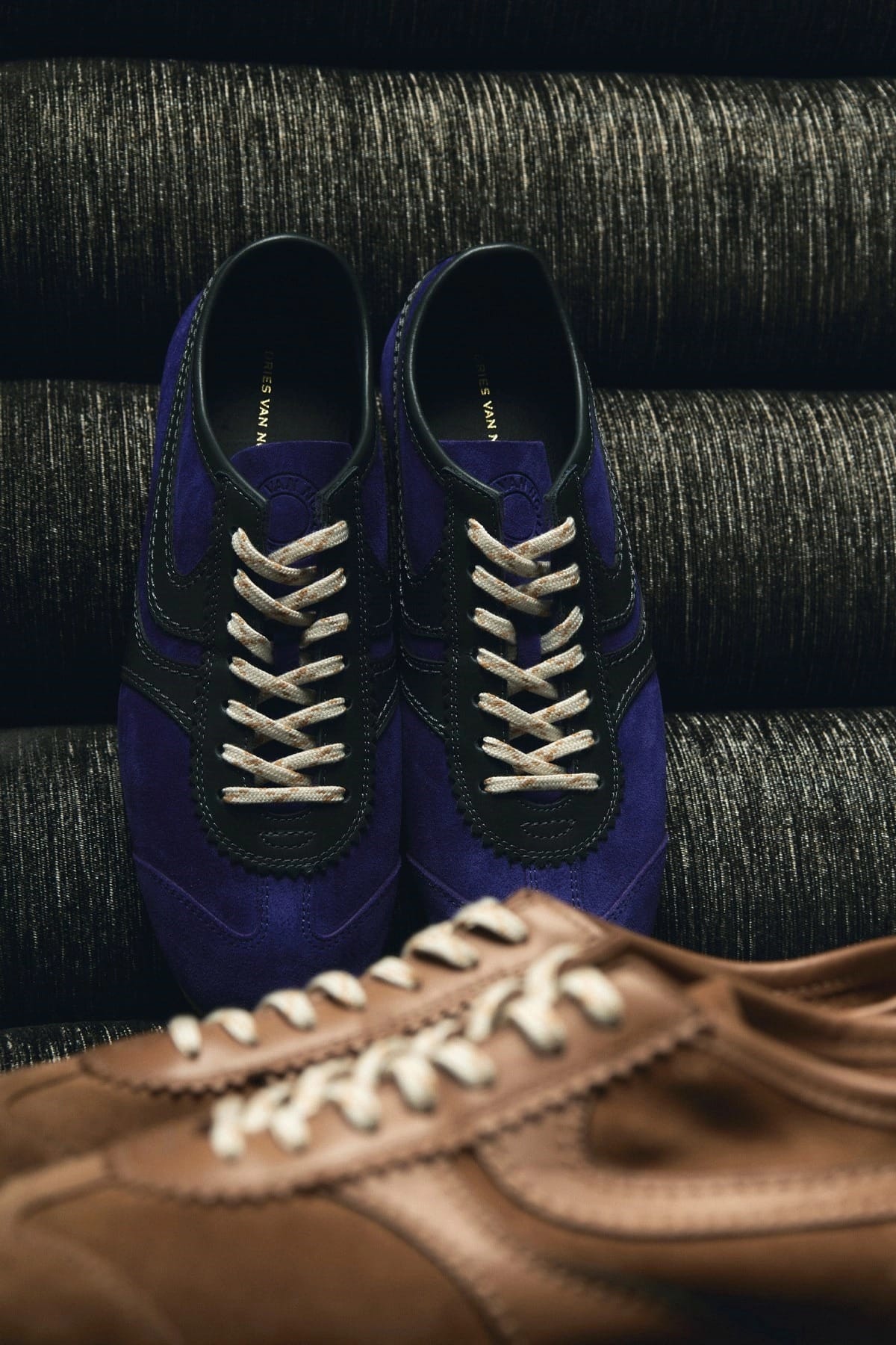 Dries Van Noten Purple Scalloped Suede Sneakers - alternate view