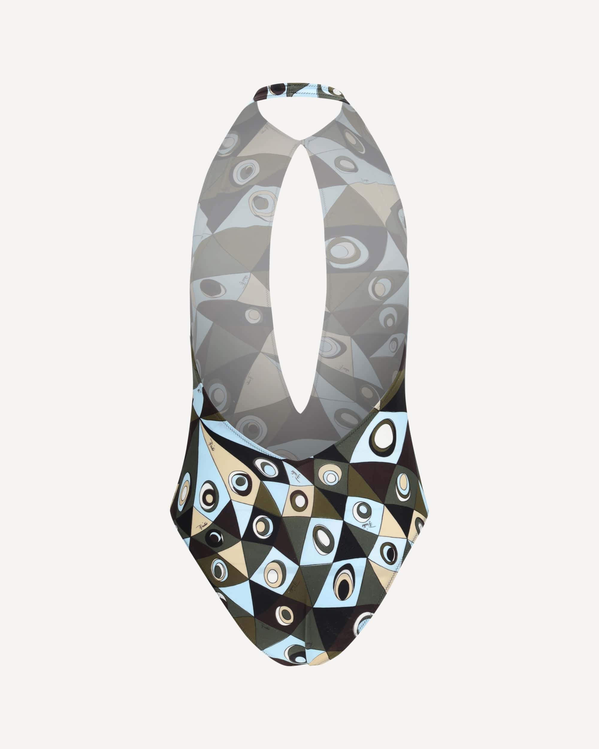 Badeanzug mit Occhi-Print und hohem Kragen - alternate view