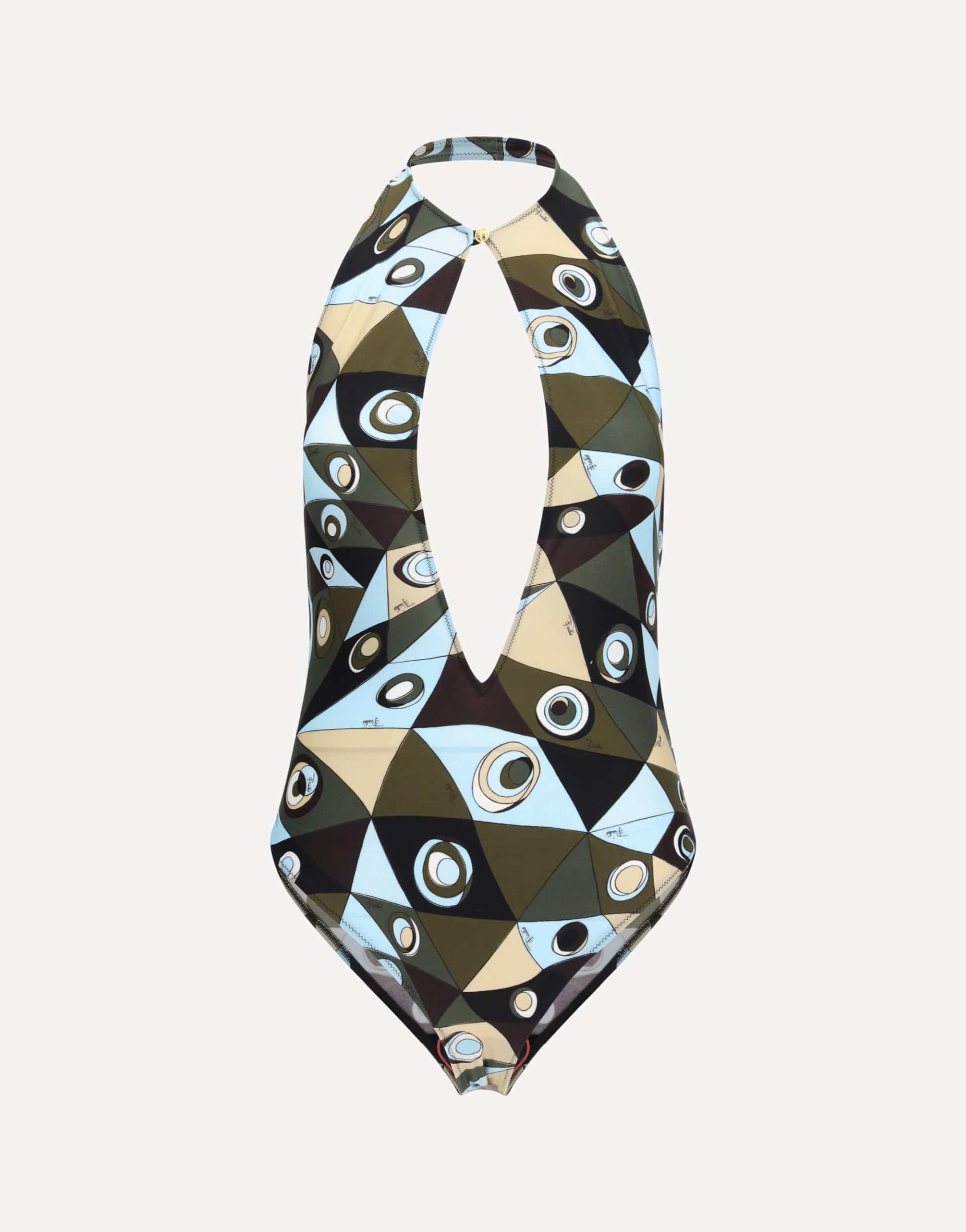 Emilio Pucci Occhi-Print High-Neck Swimsuit