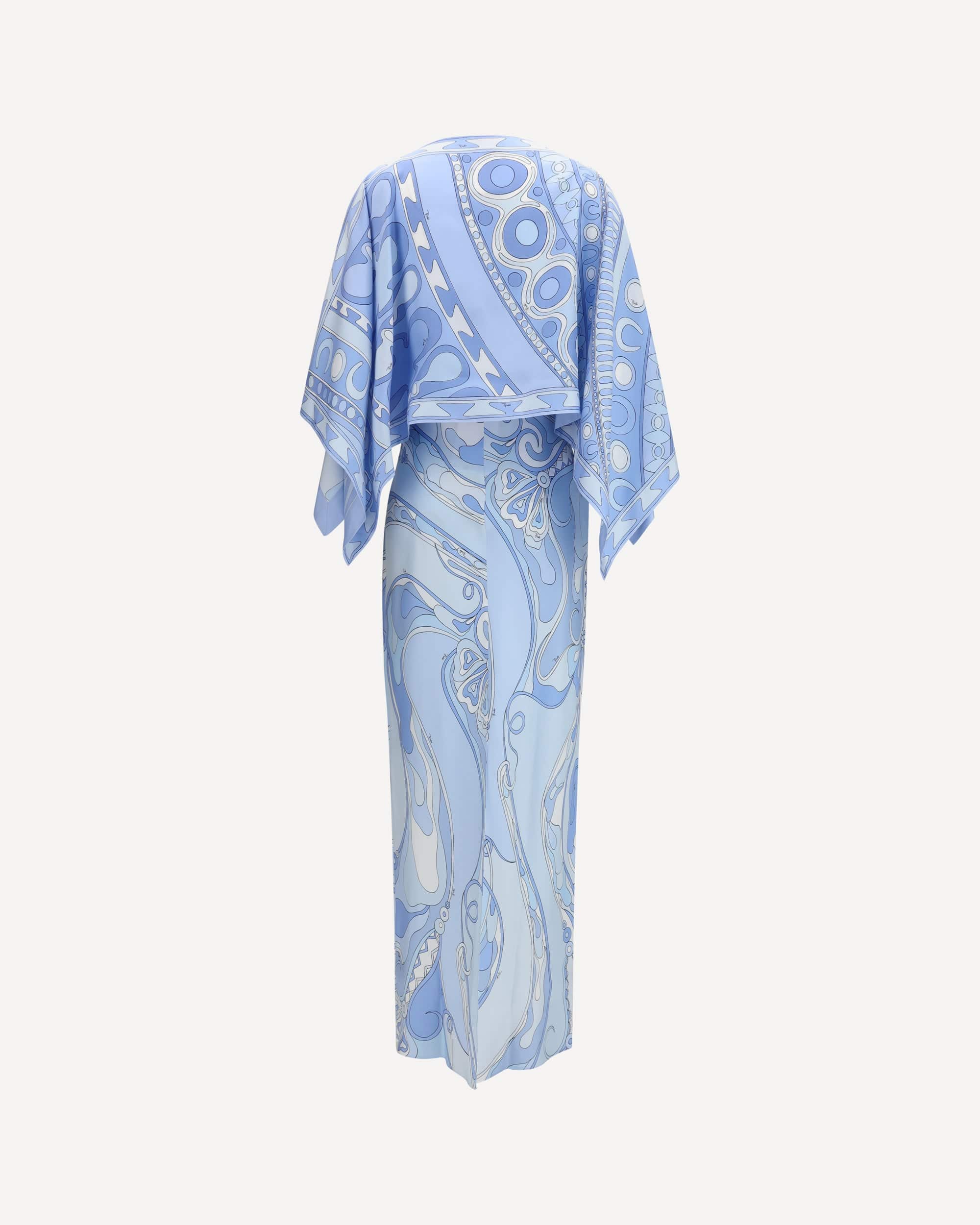 Seiden-Cape-Kleid mit Orchidee- und Soleil-Prints - alternate view