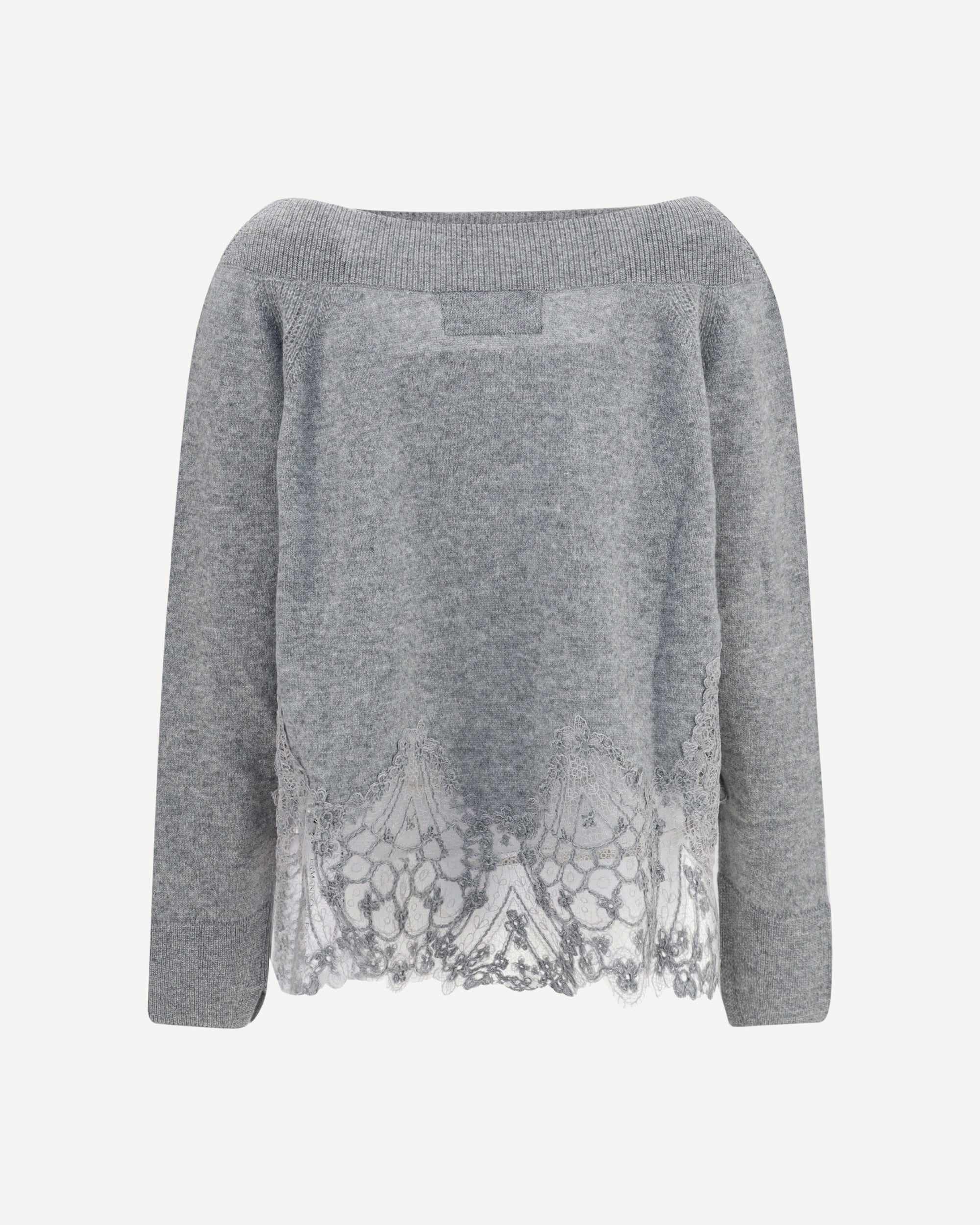 Ermanno Scervino Spitzenpullover mit U-Boot-Ausschnitt