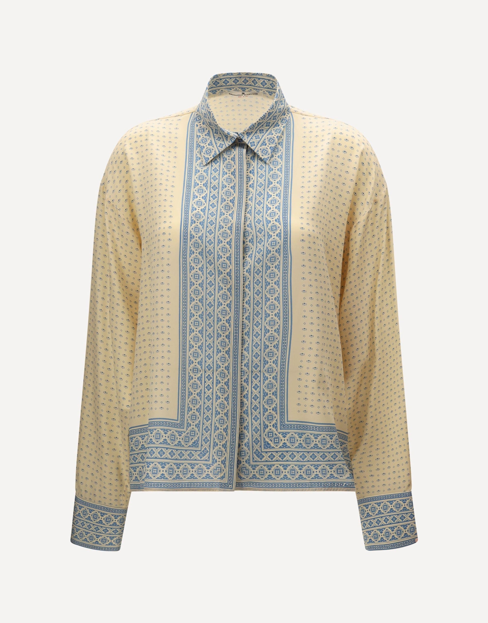 Ermanno Scervino Ermanno Scervino Silk Geometric Print Long Sleeve Shirt