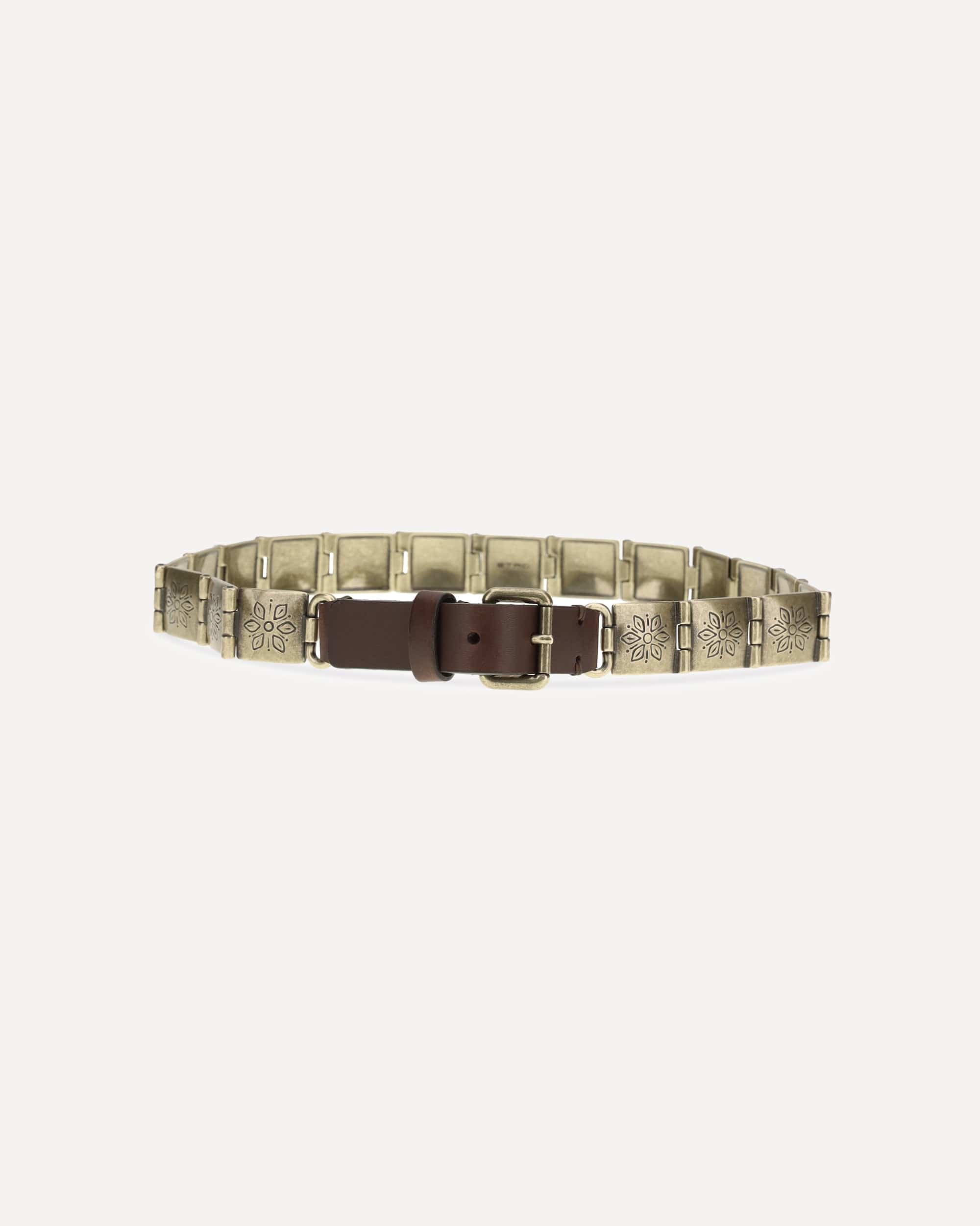 Etro Engraved Metal And Leather Belt - alternate view