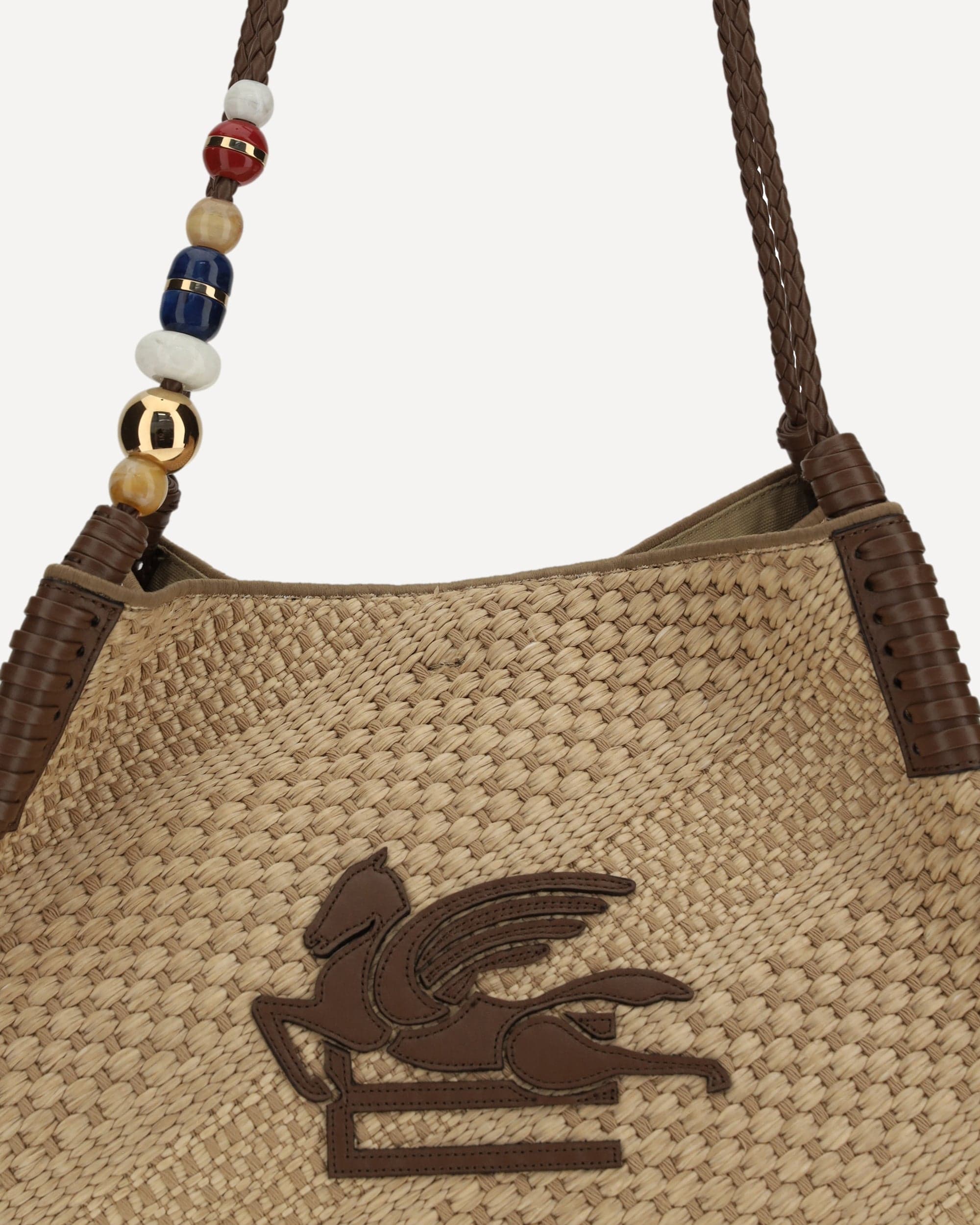 Etro Large Libra Raffia Shoulder Bag