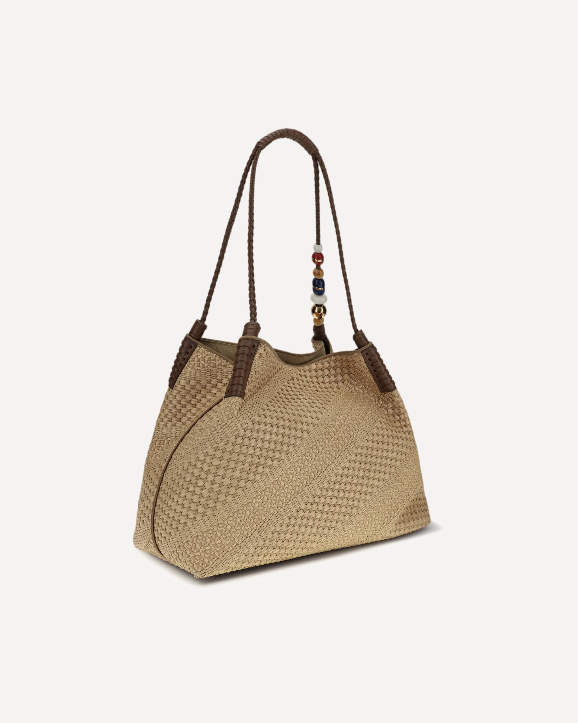 Etro Large Libra Raffia Shoulder Bag