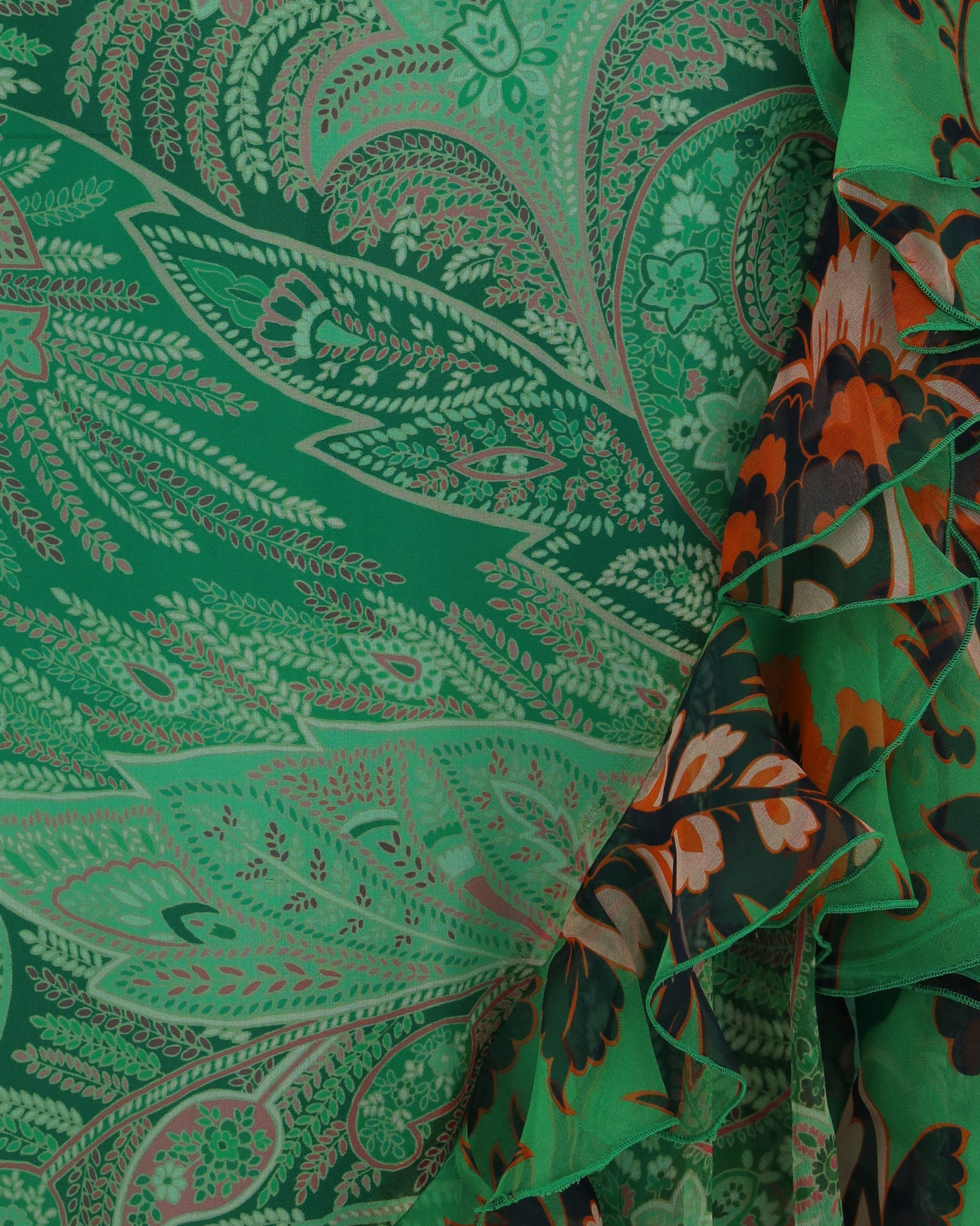 Etro Long Silk Crepon Ruffle Skirt