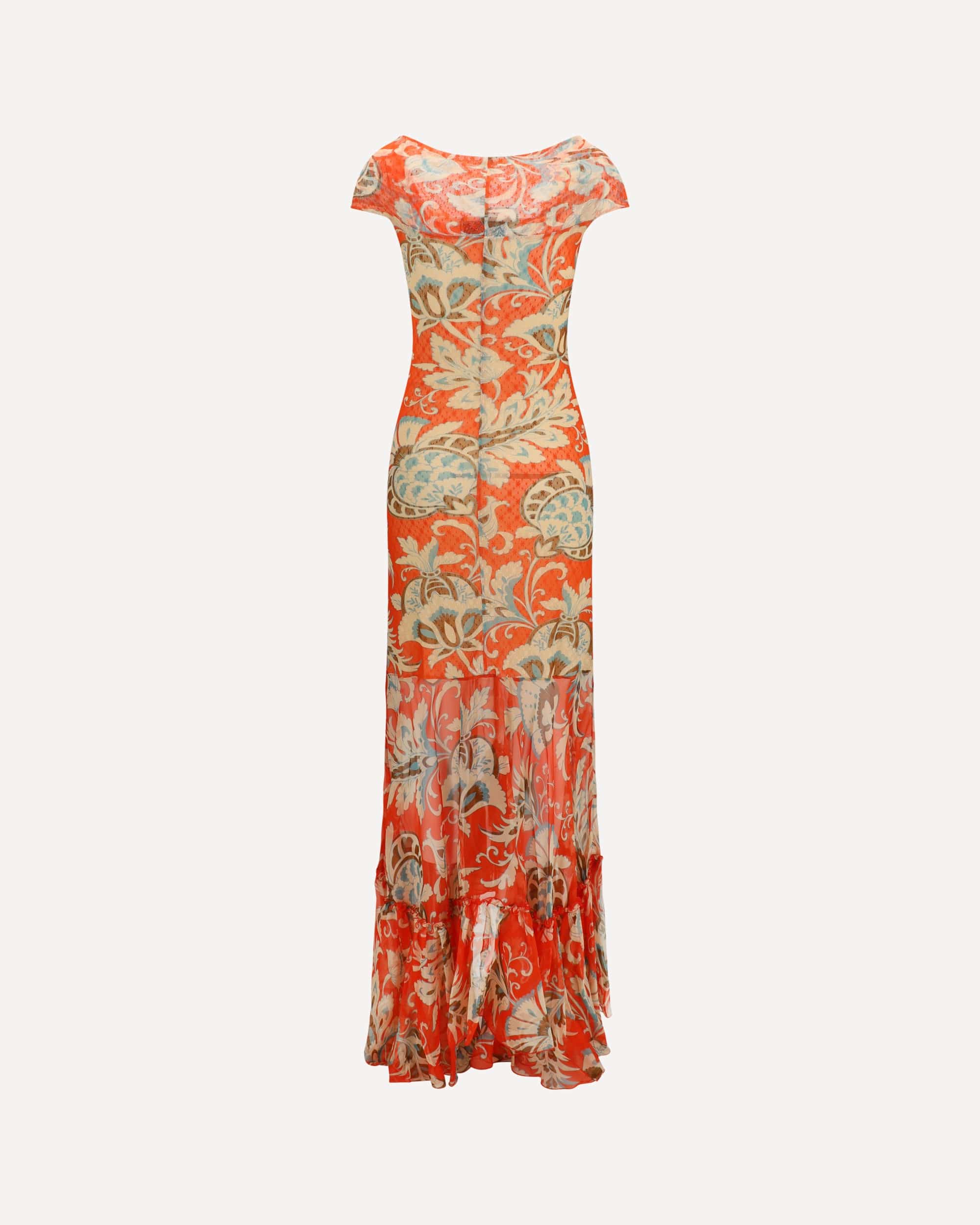 Etro Long V-Neck Ruffled Dress