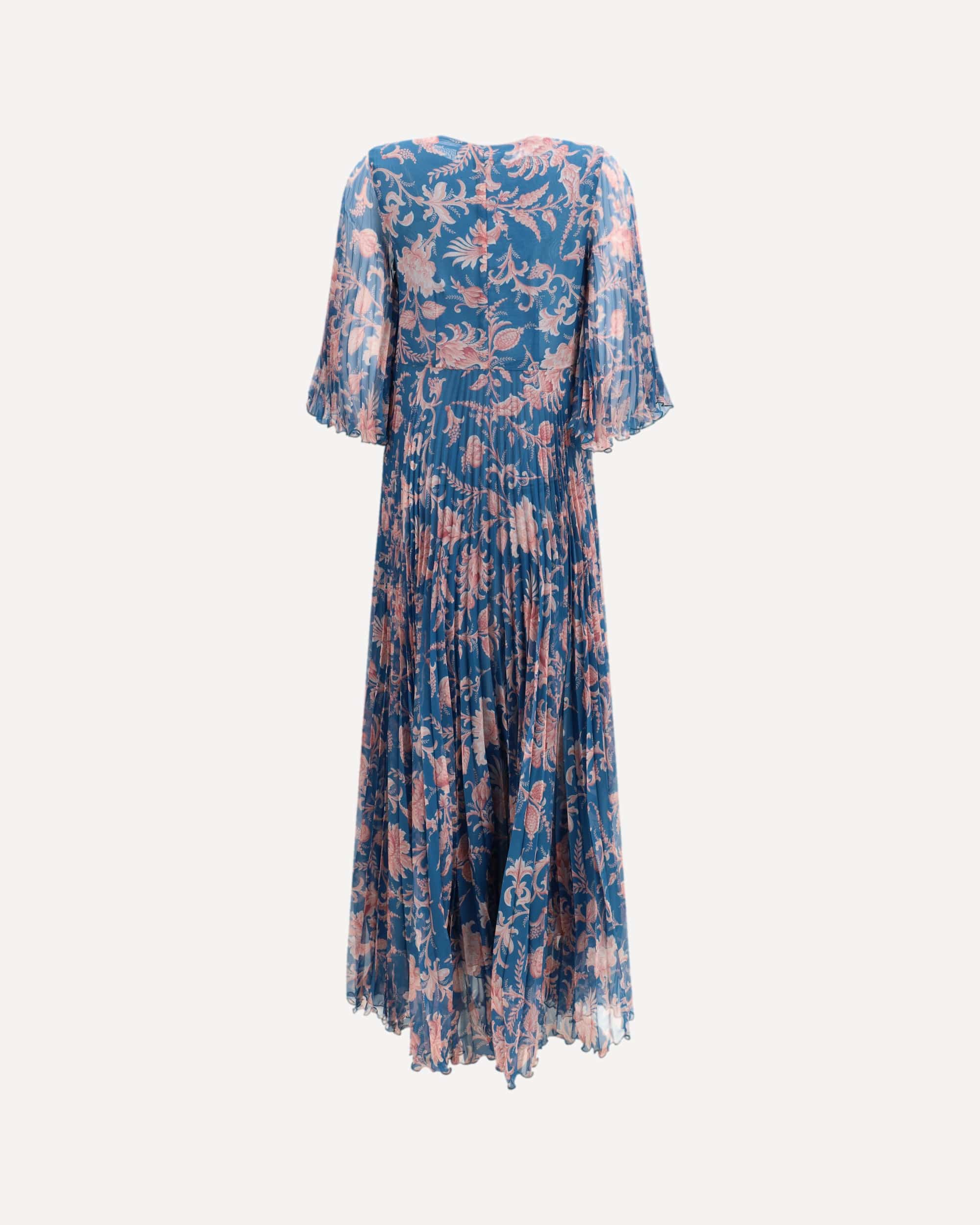 Etro Maxi Pleated Dress With Flared Sleeves