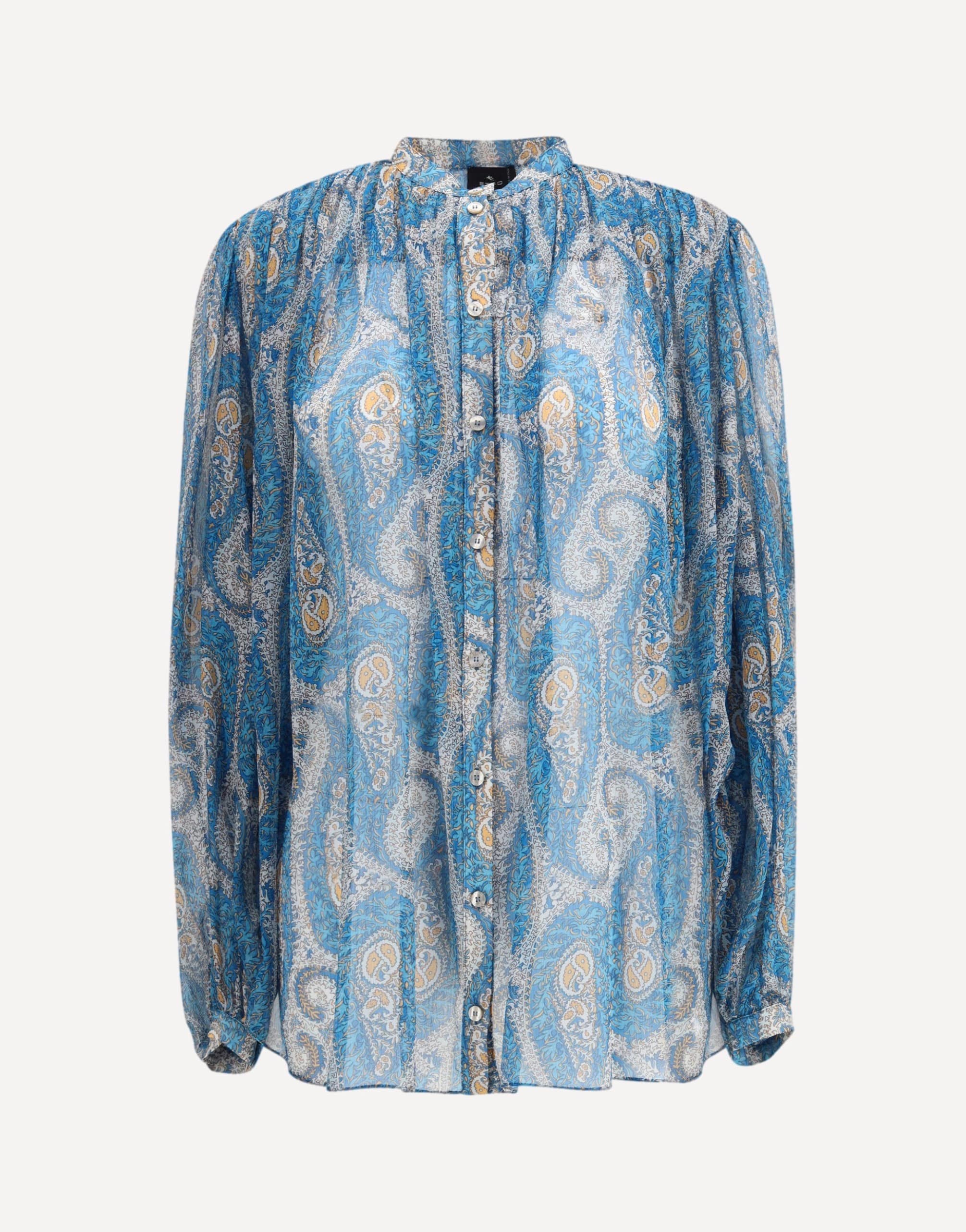 Etro Pleated Shirt With Band Collar