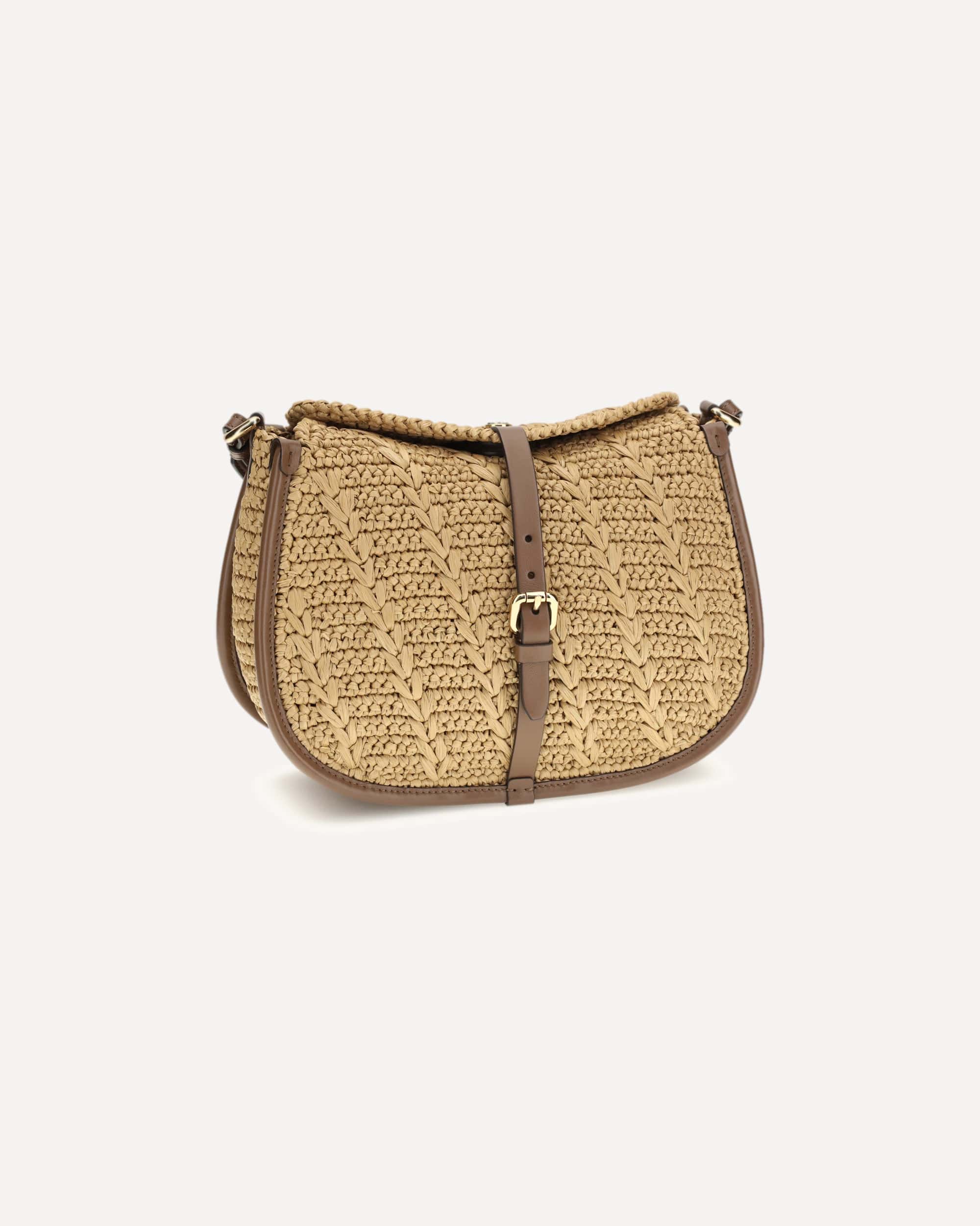 Raffia gehaakte Pony schoudertas - alternate view