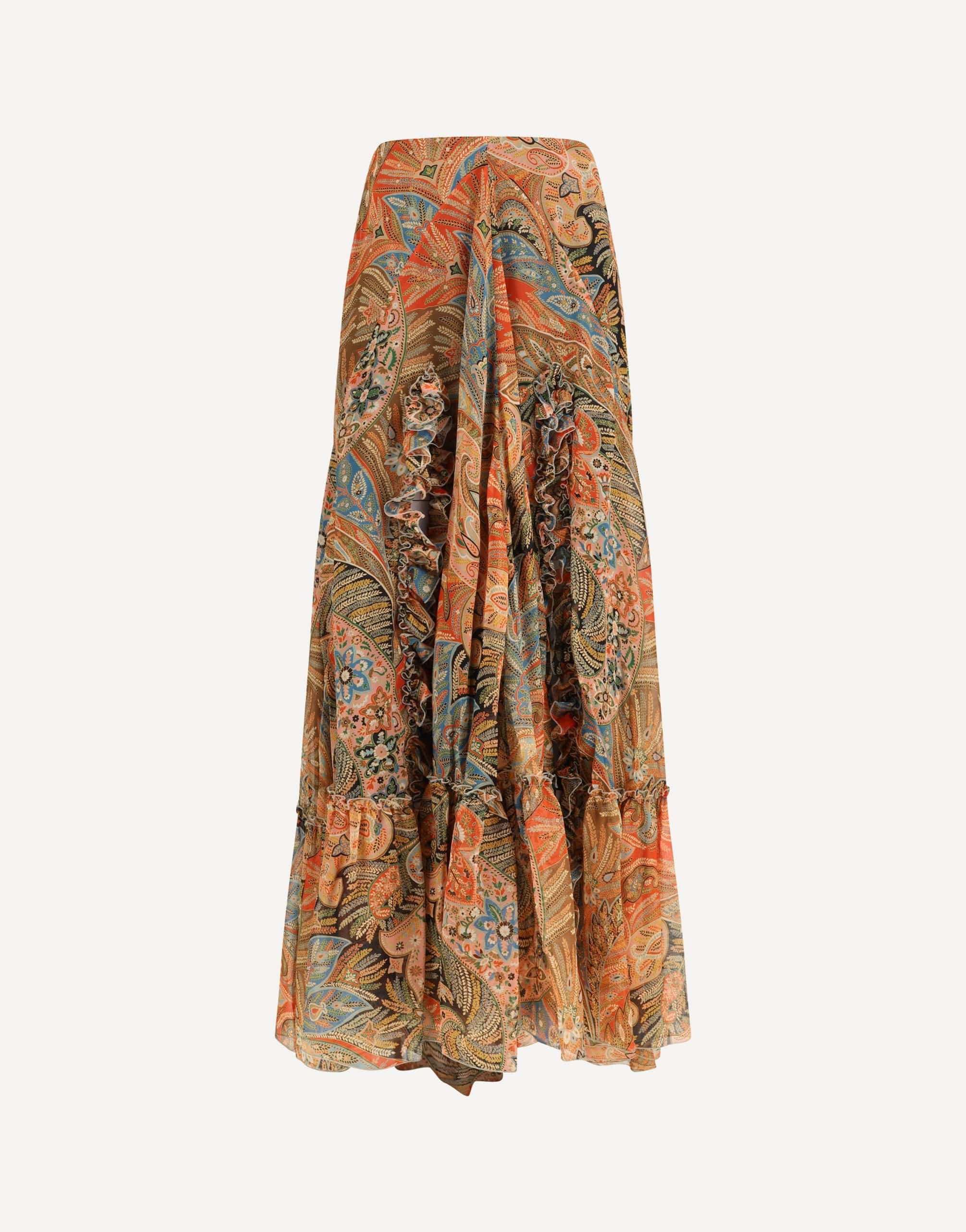 Etro Silk Long Skirt With Flounce