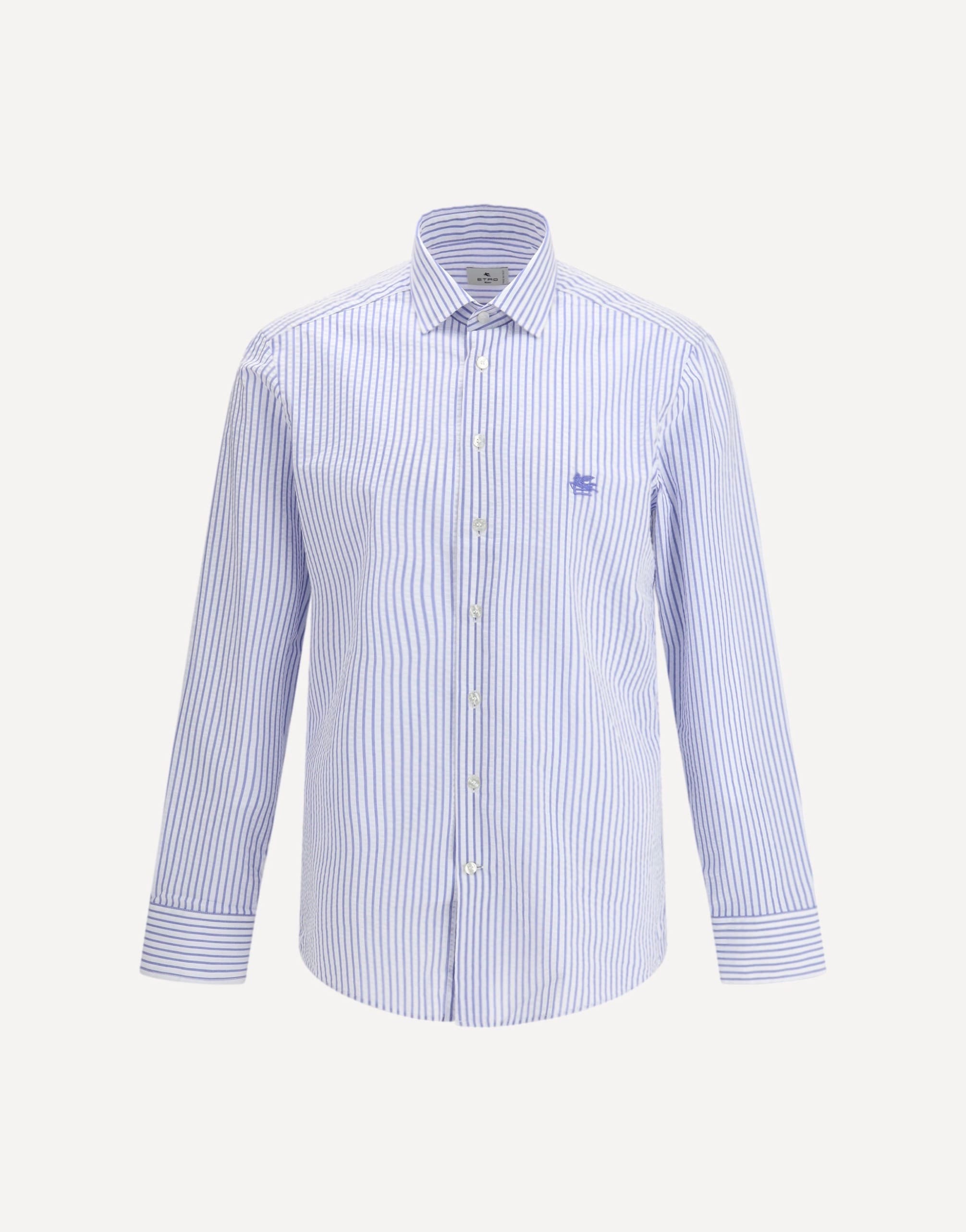 Etro Striped Cotton Shirt With Embroidered Pegaso Logo