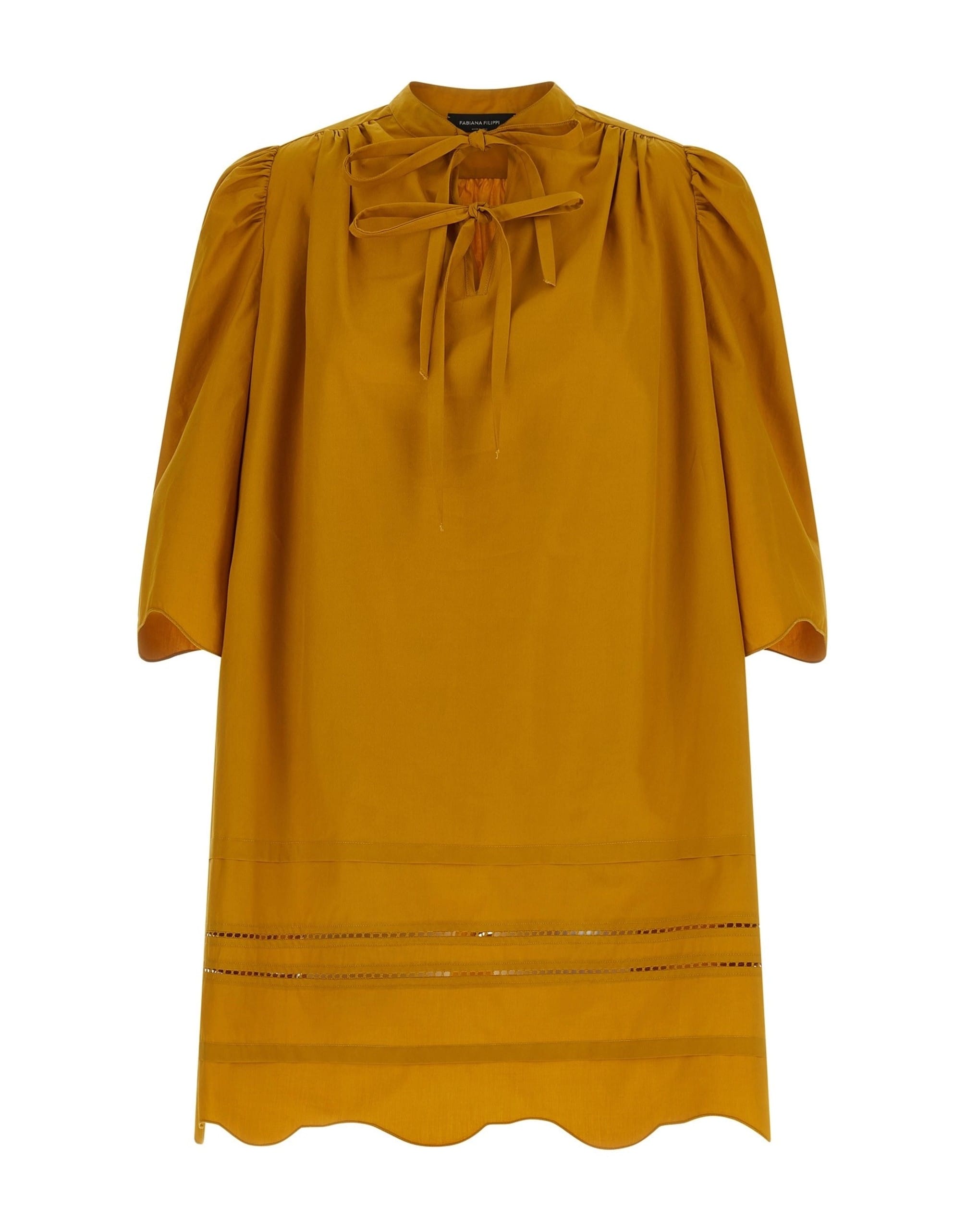 Fabiana Filippi Fabiana Filippi Loose Yellow Cotton Mini Dress