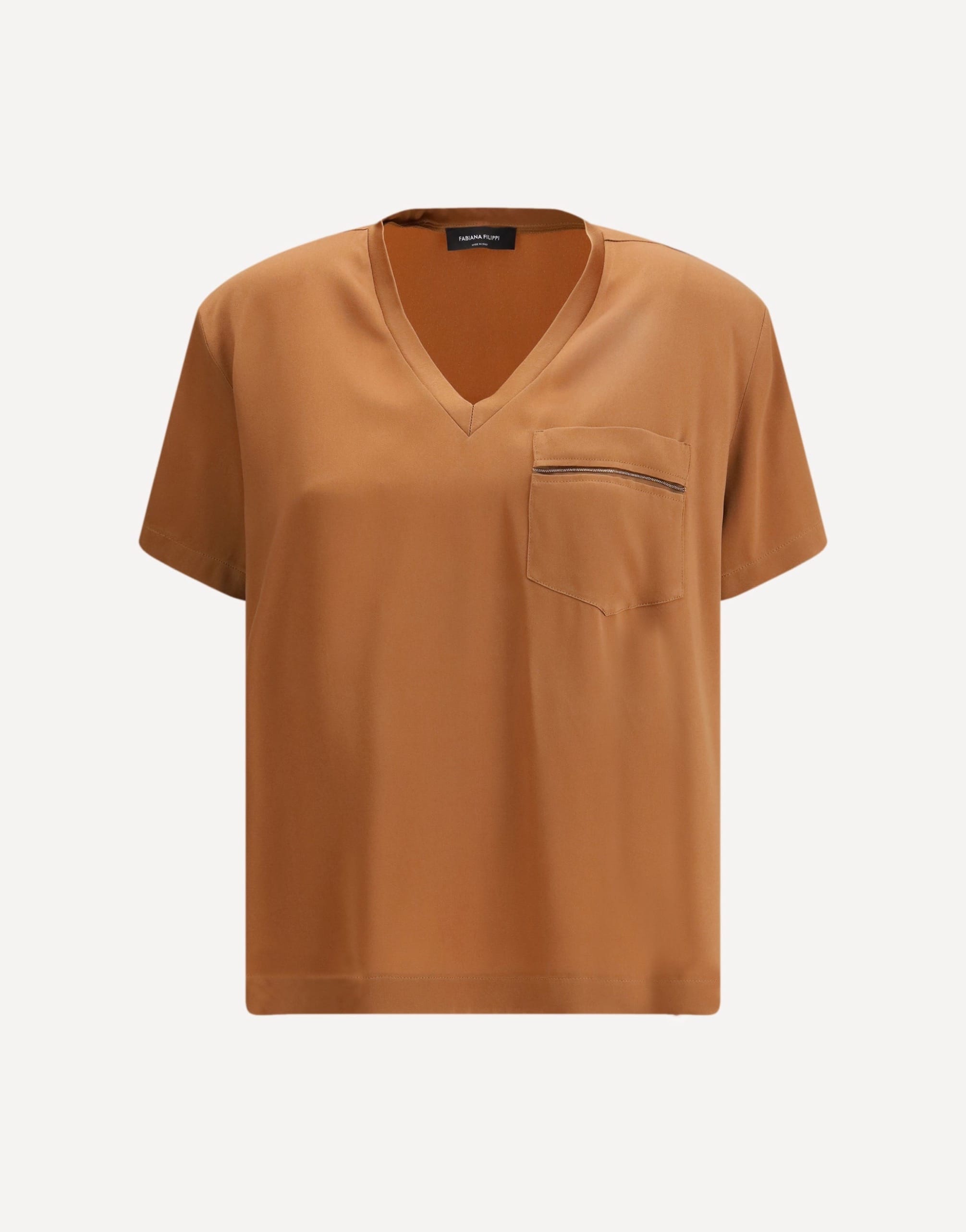 Fabiana Filippi Short-Sleeved T-Shirt With V-Neck And Front Pocket