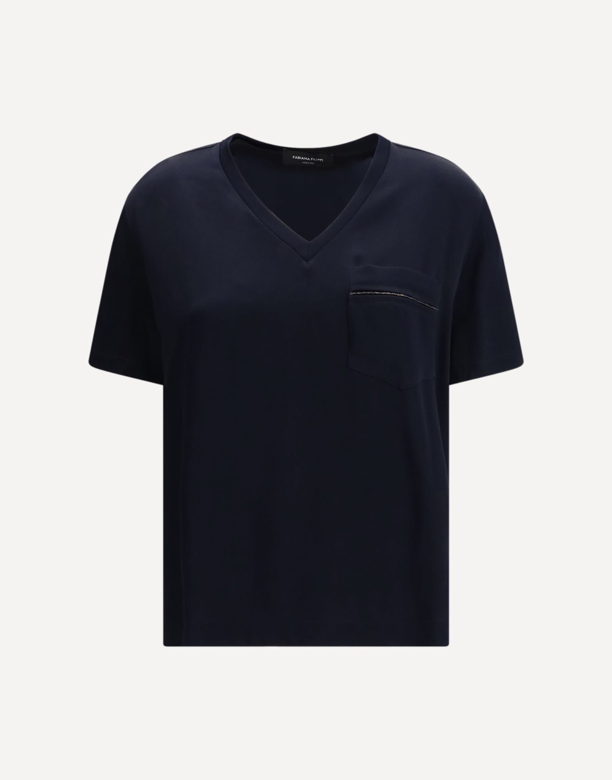 Fabiana Filippi T-Shirt With V-Neck And Trompe-L’oeil Pocket