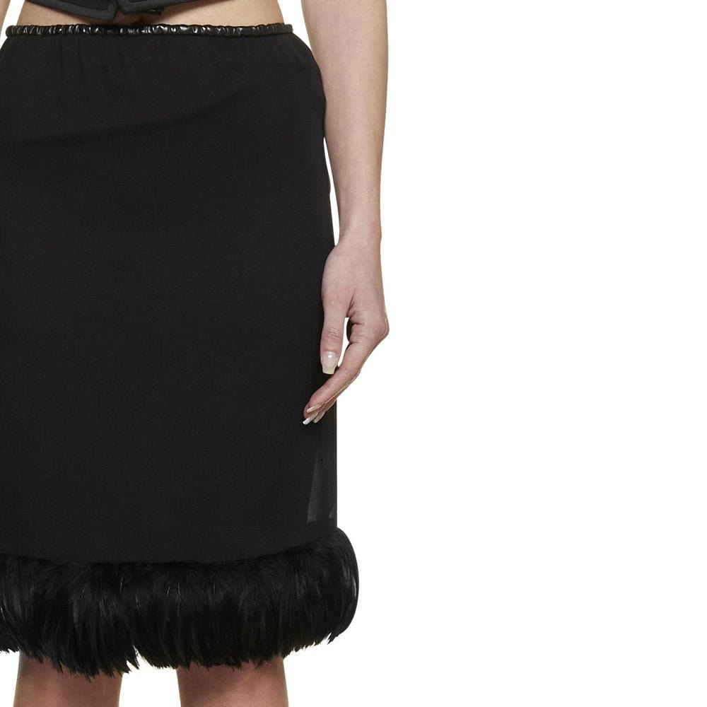 Saint Laurent Feathers Trim Silk Skirt