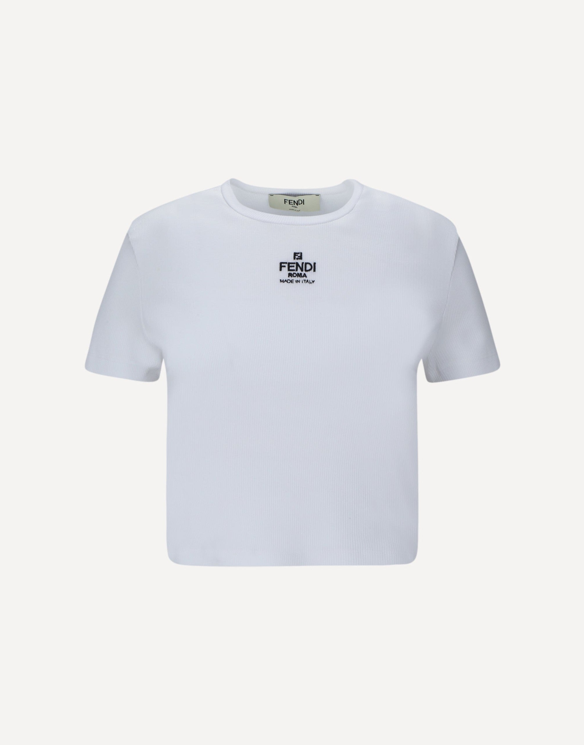 Fendi All-Over Ribbed Cotton T-Shirt With Monogram