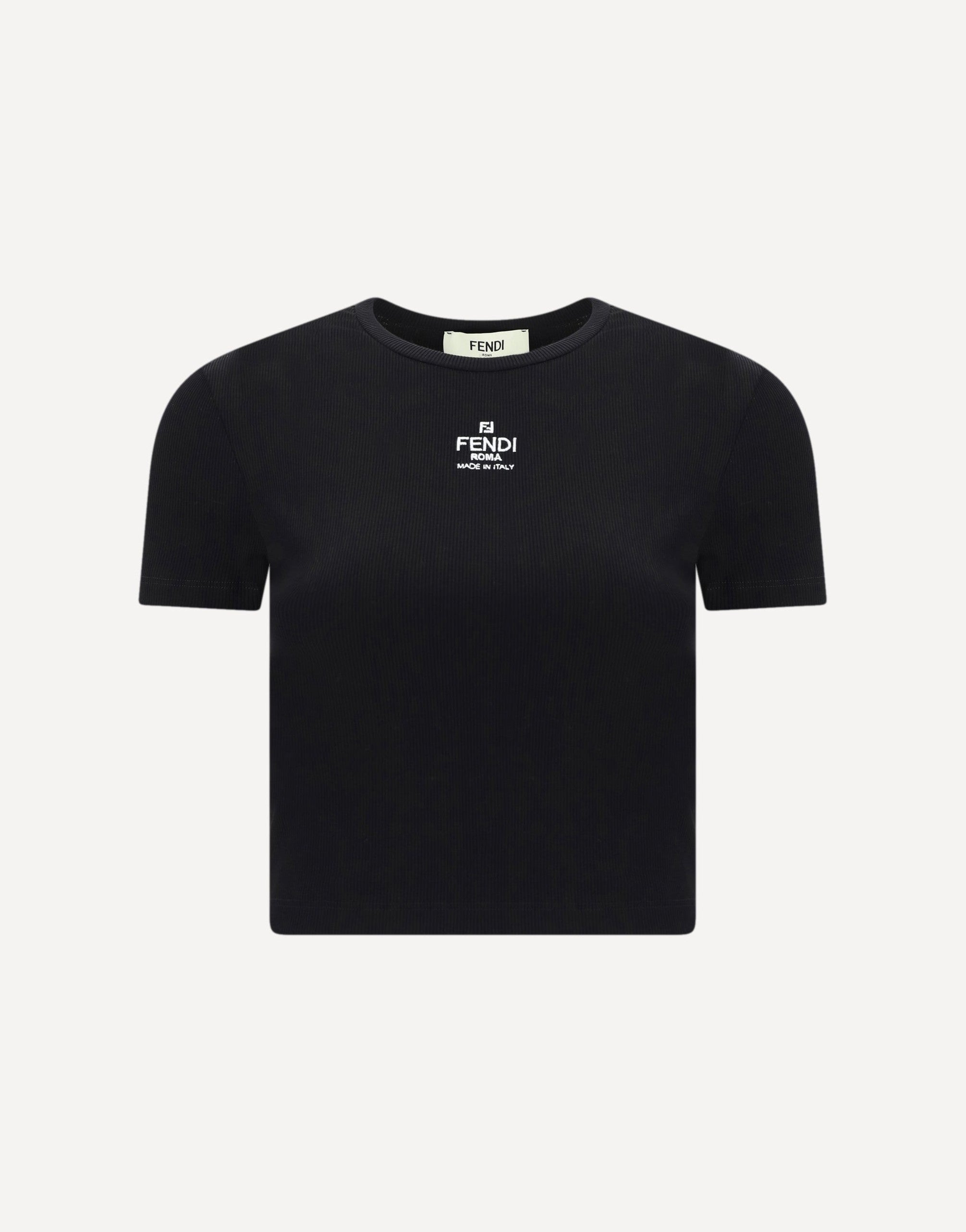 Fendi All-Over Ribbed T-Shirt With Monogram Embroidery