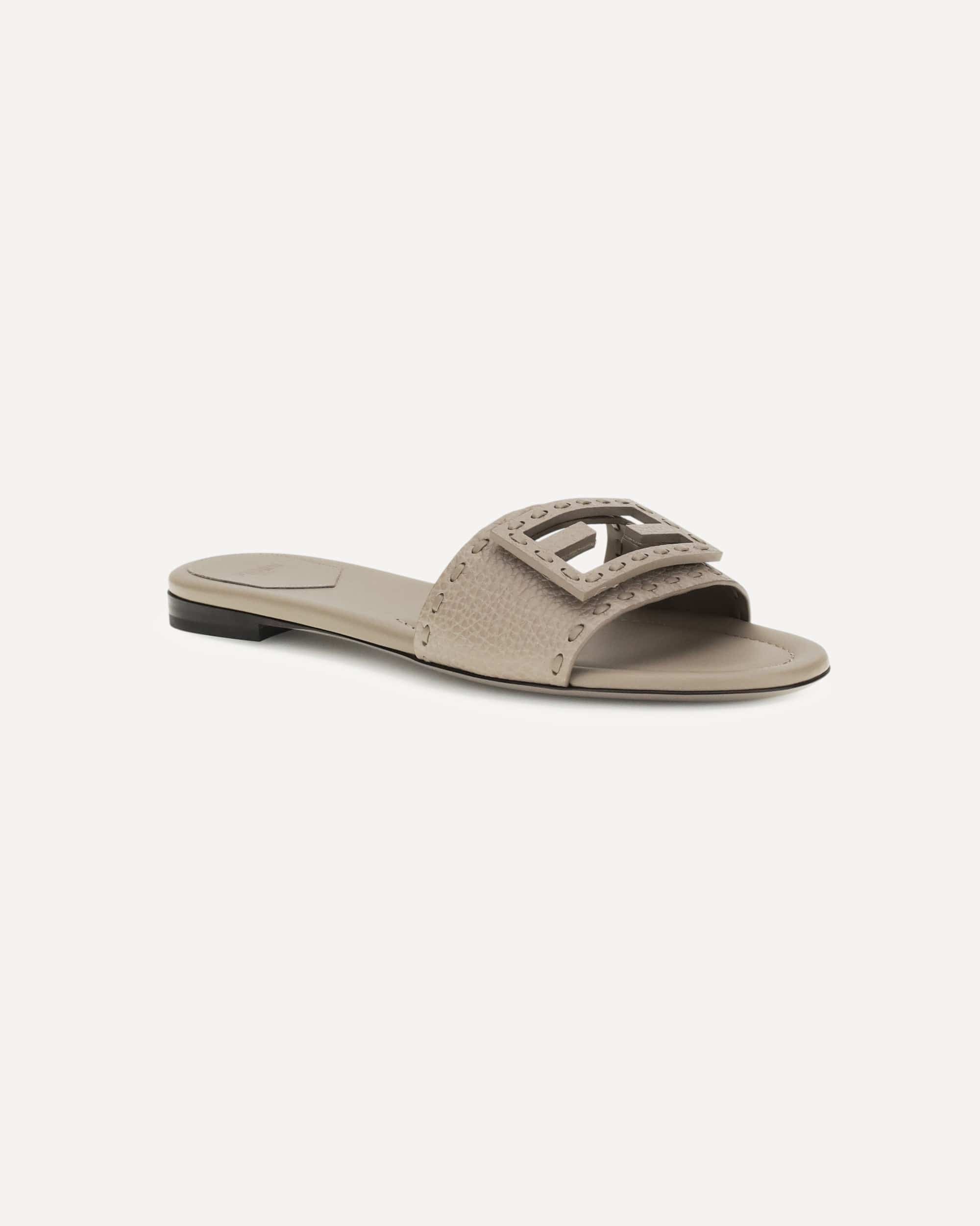 Fendi Baguette Sandals Hammered Calfskin