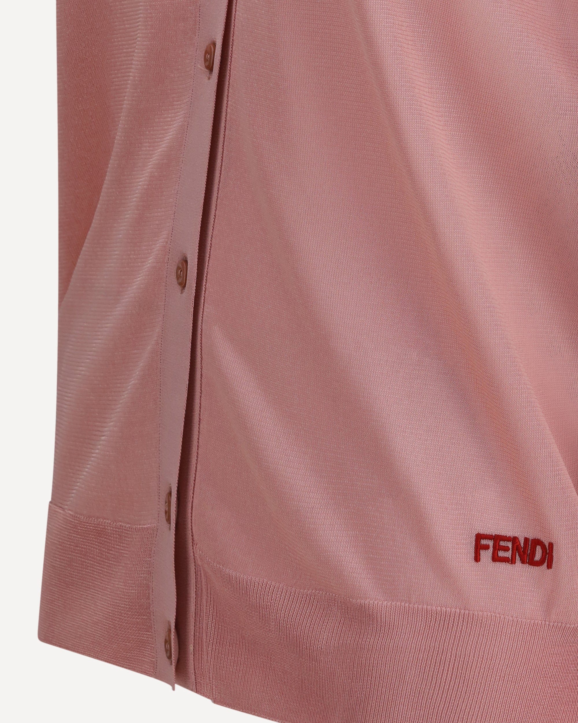 Fendi Cardigan Crewneck In Viscose With Embroidered Logo