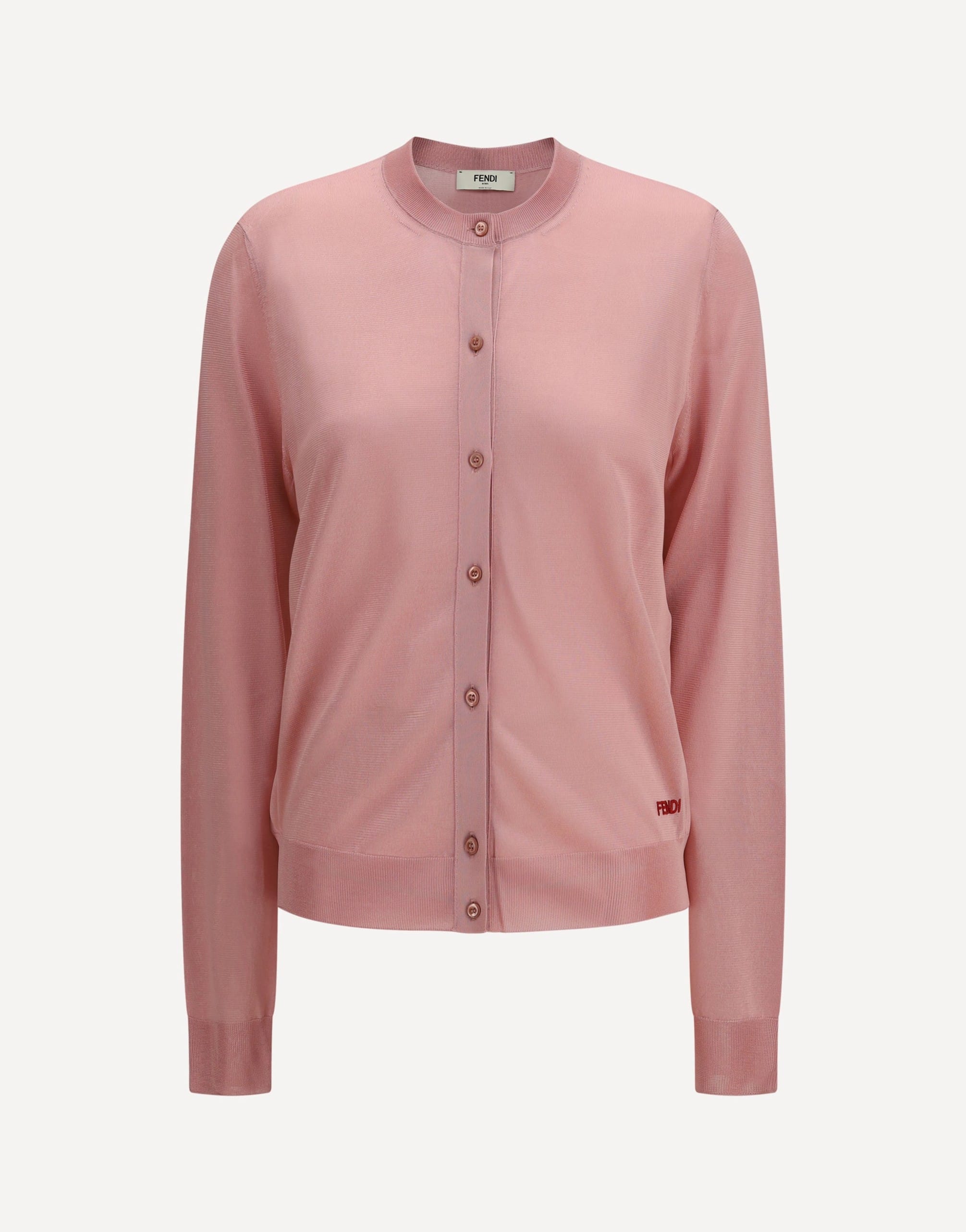 Fendi Cardigan Crewneck In Viscose With Embroidered Logo