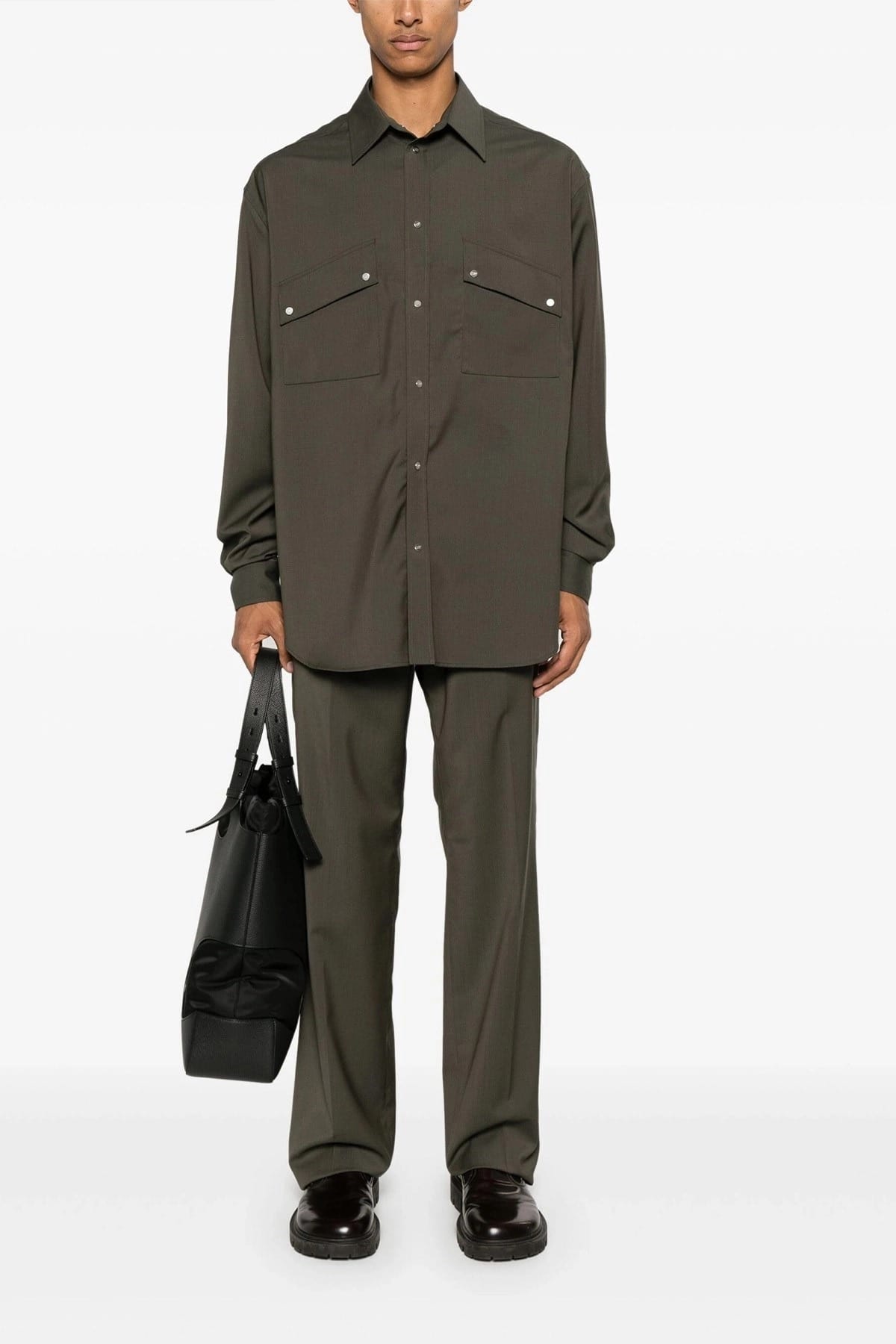Fendi Fendi Cipresso Straight Leg Wool Pants