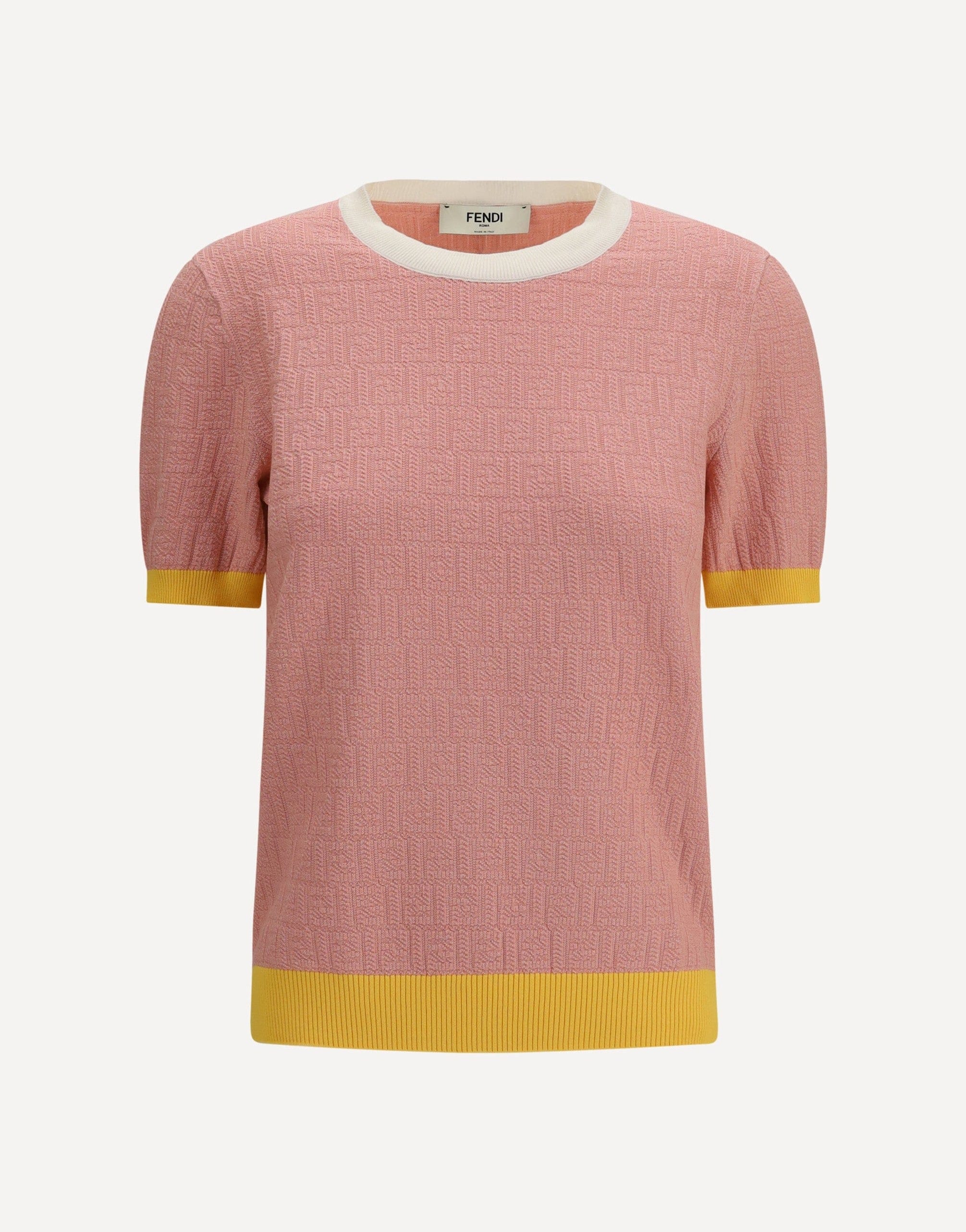 Fendi Cotton And Silk Crewneck Sweater With Ff Motif