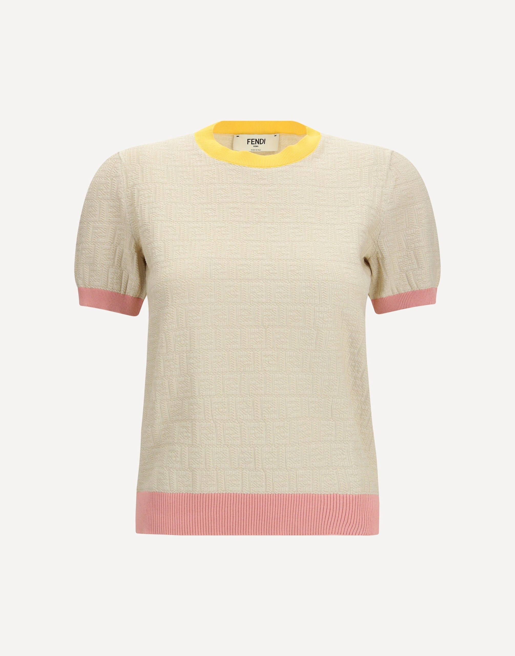 Fendi Cotton And Silk Crewneck Sweater With Ff Motif