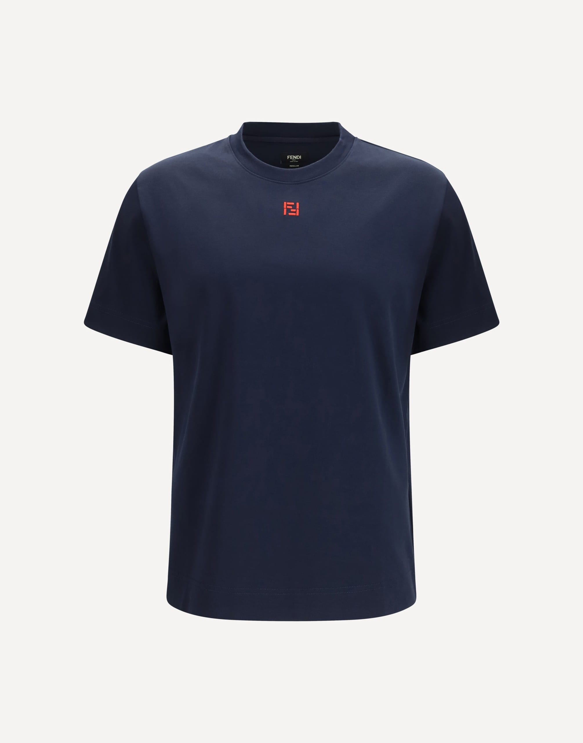 Fendi Cotton T-Shirt With Central Logo Embroidery