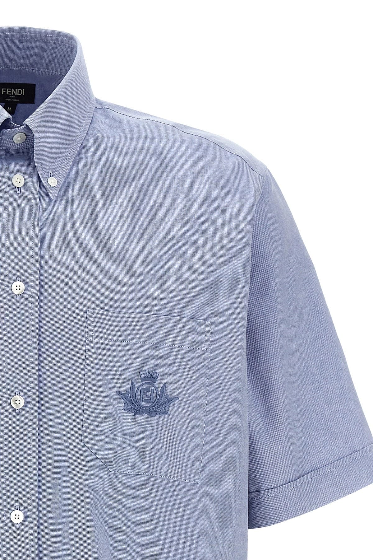 Fendi Fendi Crest Embroidered Oxford Shirt