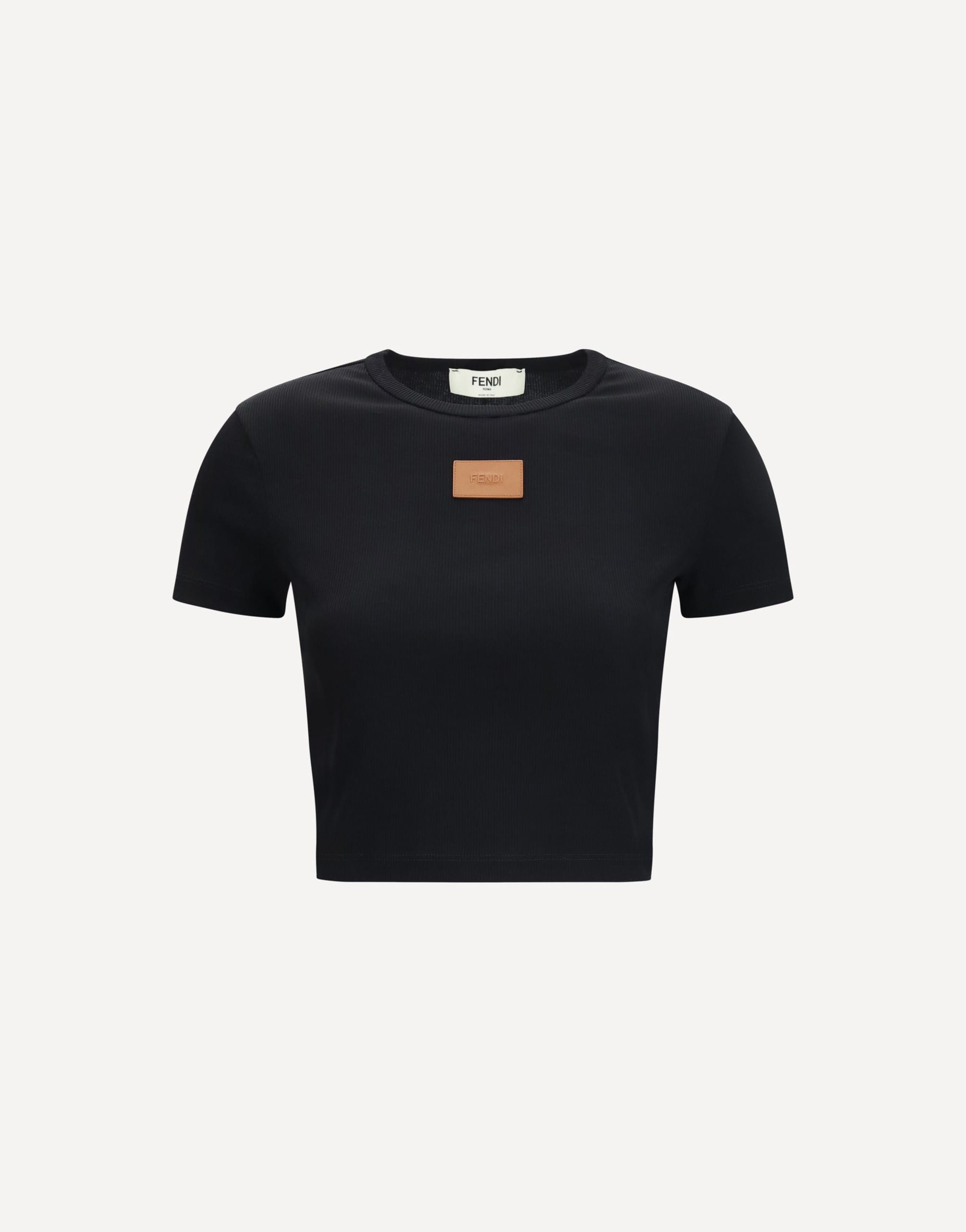 Fendi Fendi Cropped Ribbed Cotton T-Shirt