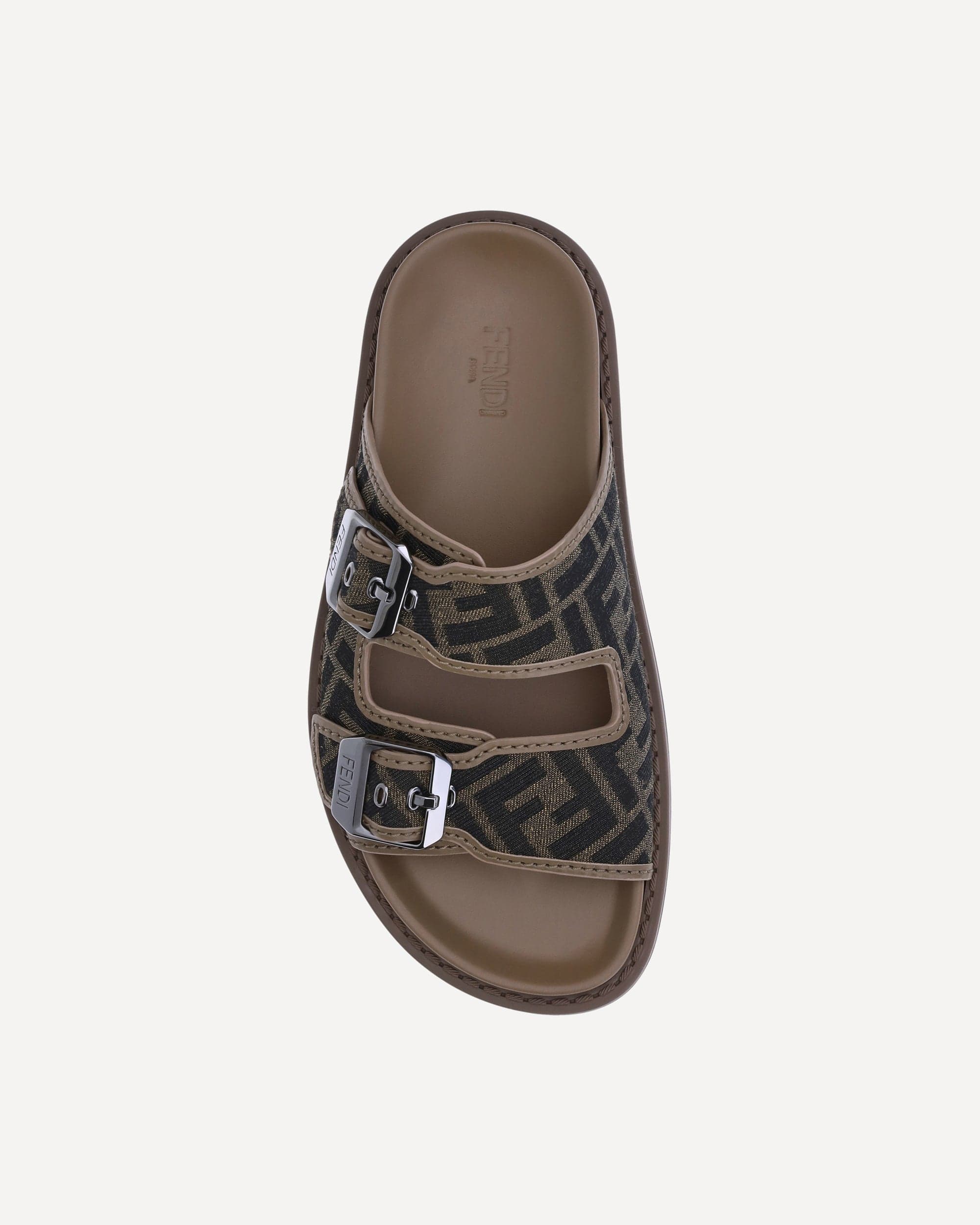 Fendi Ff Leather Flat Sandals
